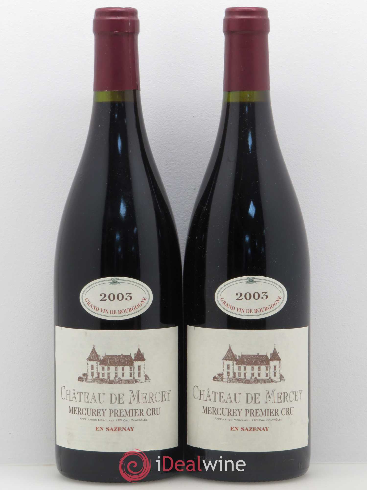 Mercurey 1er Cru En Sazenay Château de Mercey (sans prix de réserve) 2003 - Posten von 2 Flaschen - 0