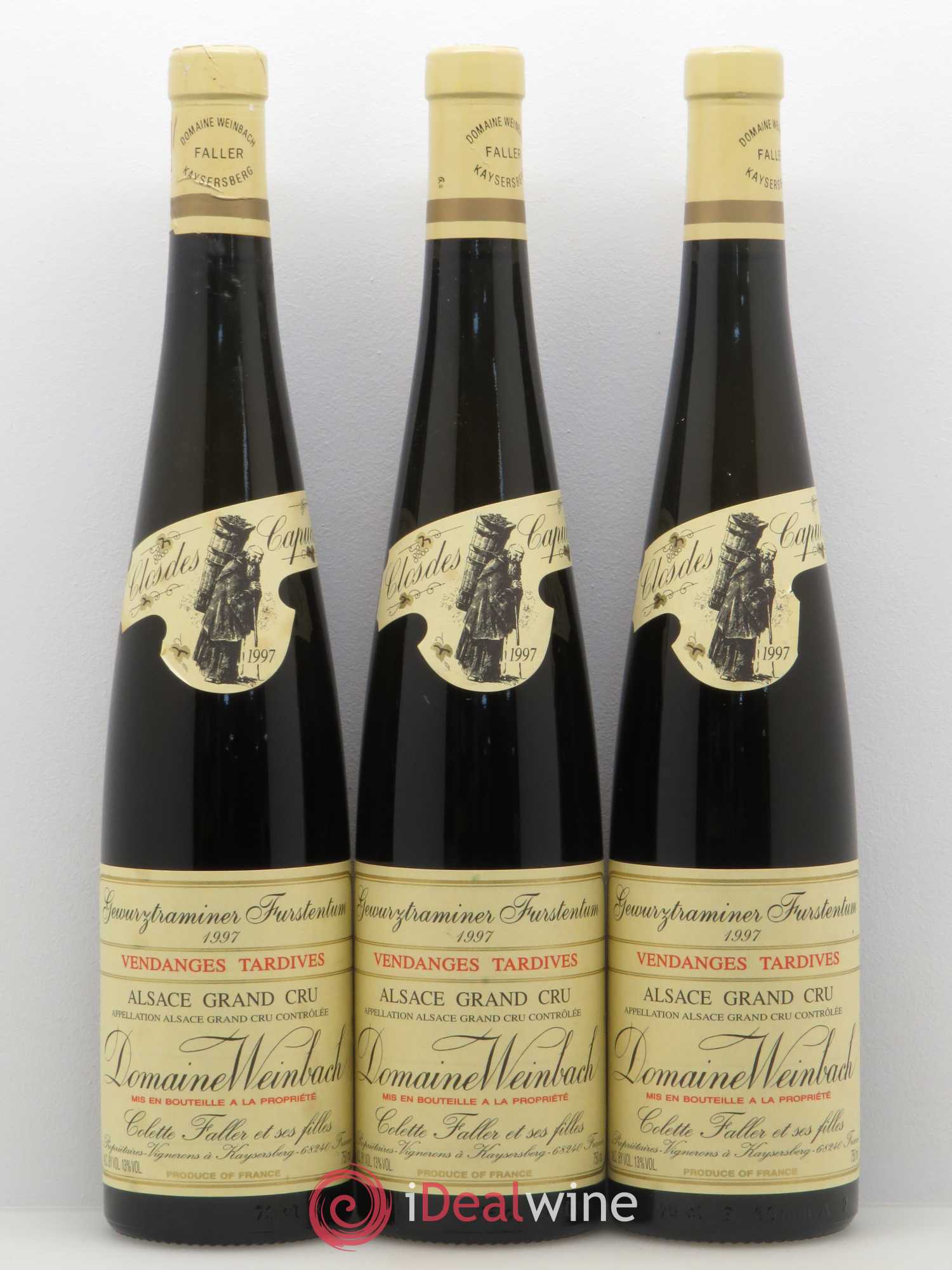 Alsace Gewurztraminer Grand Cru Furstentum Vendanges Tardives Weinbach (Domaine) Grand Cru 1997 - Lotto di 3 bottiglie - 0