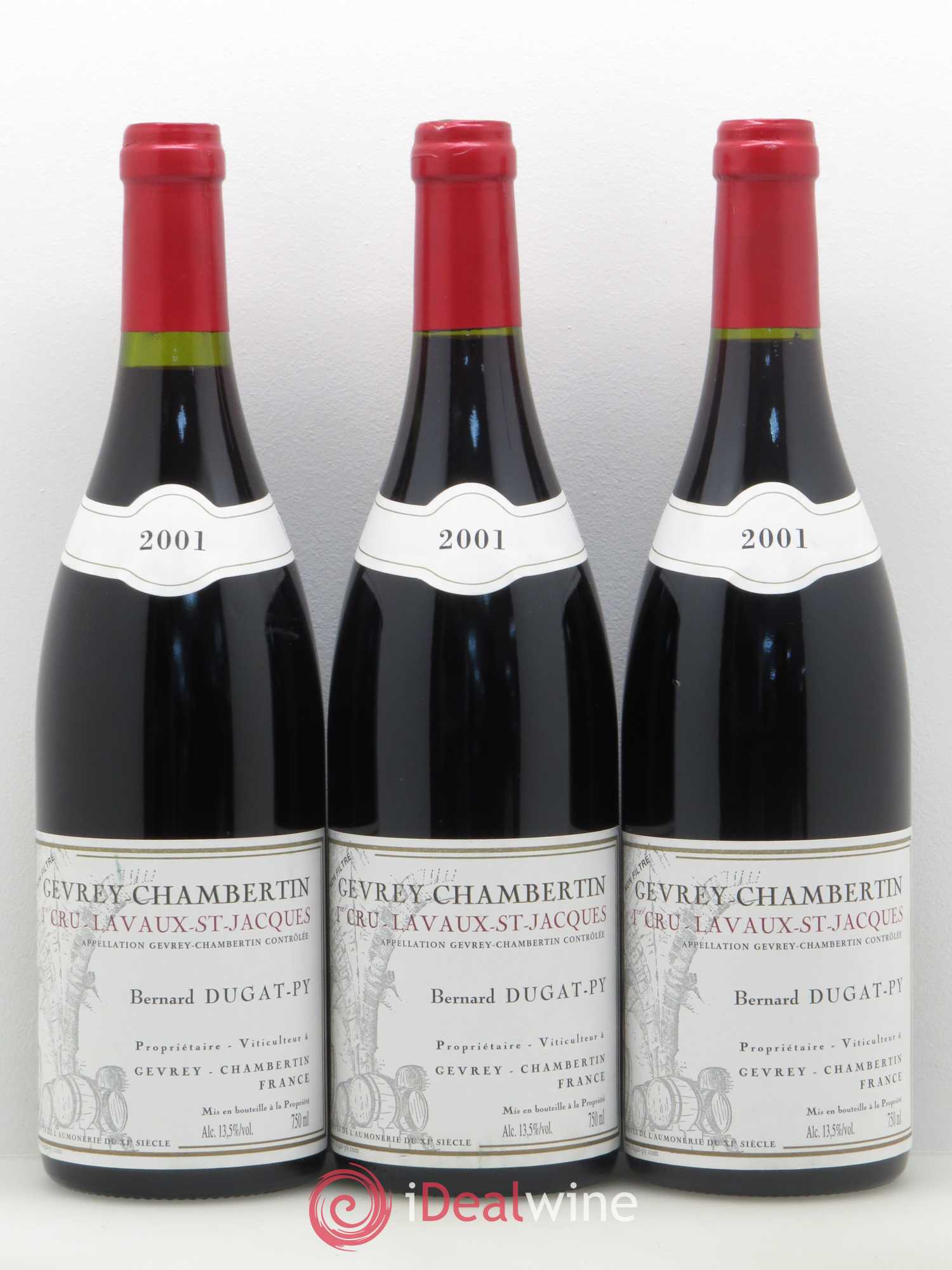 Gevrey-Chambertin 1er Cru Lavaux Saint Jacques Dugat-Py 2001 - Lot de 3 bouteilles - 0