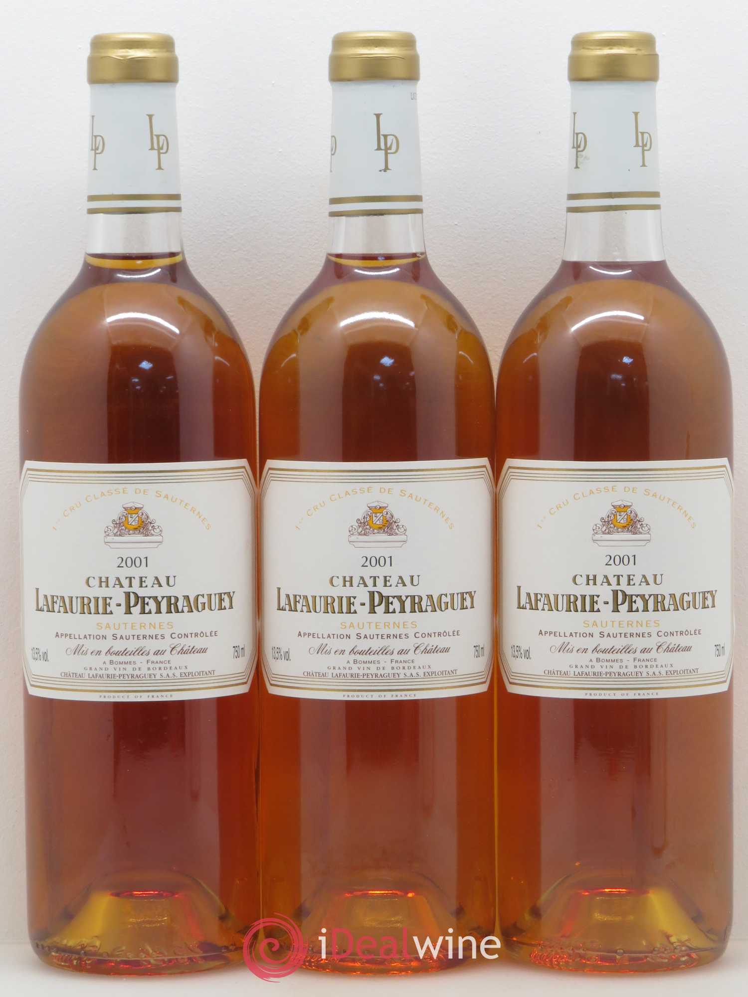 Château Lafaurie-Peyraguey 1er Grand Cru Classé 2001 - Lotto di 3 bottiglie - 0