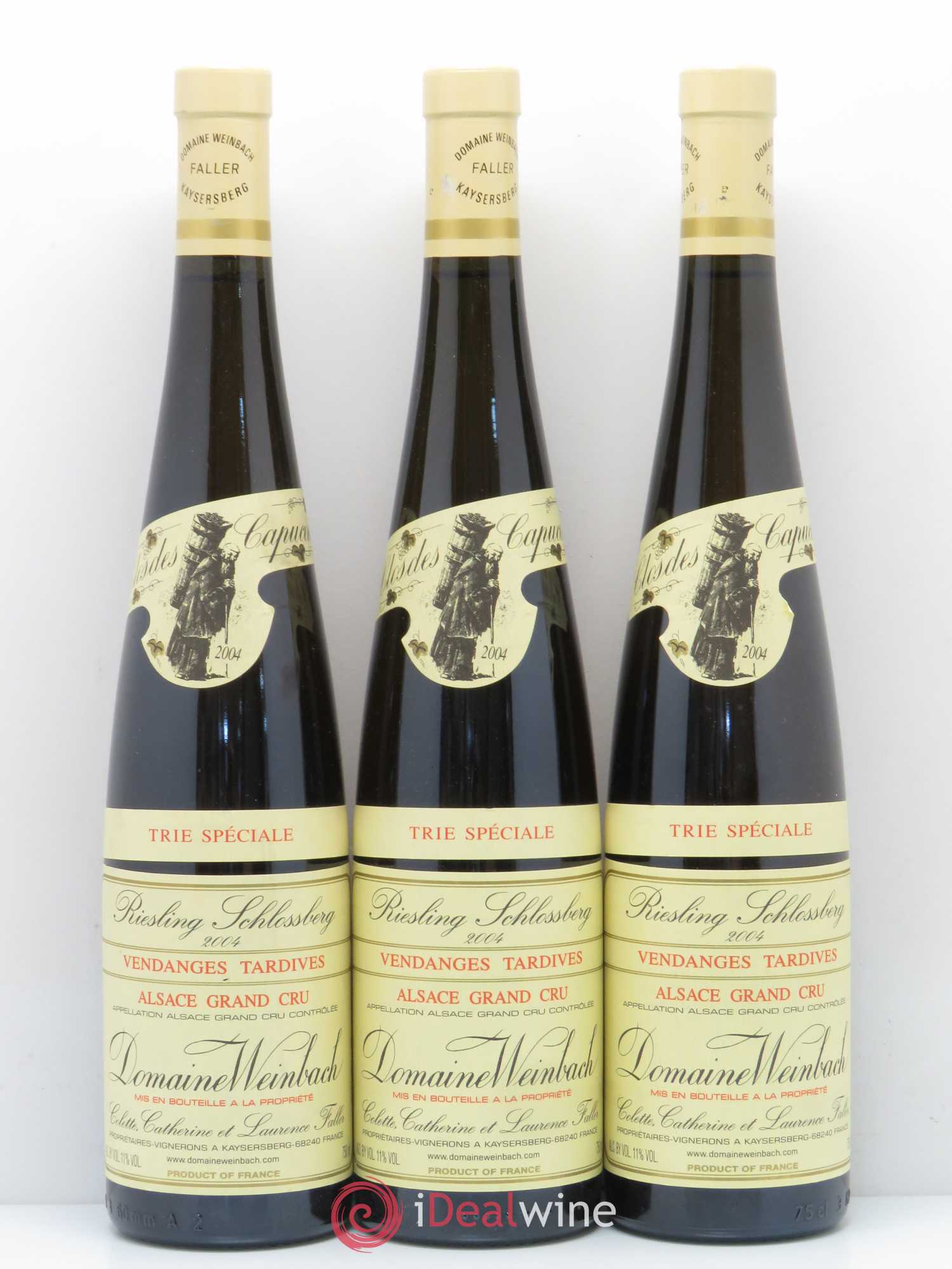 Alsace Riesling Vendanges Tardives Grand Cru Schlossberg Weinbach (Domaine) Trie Spéciale 2004 - Lotto di 3 bottiglie - 0