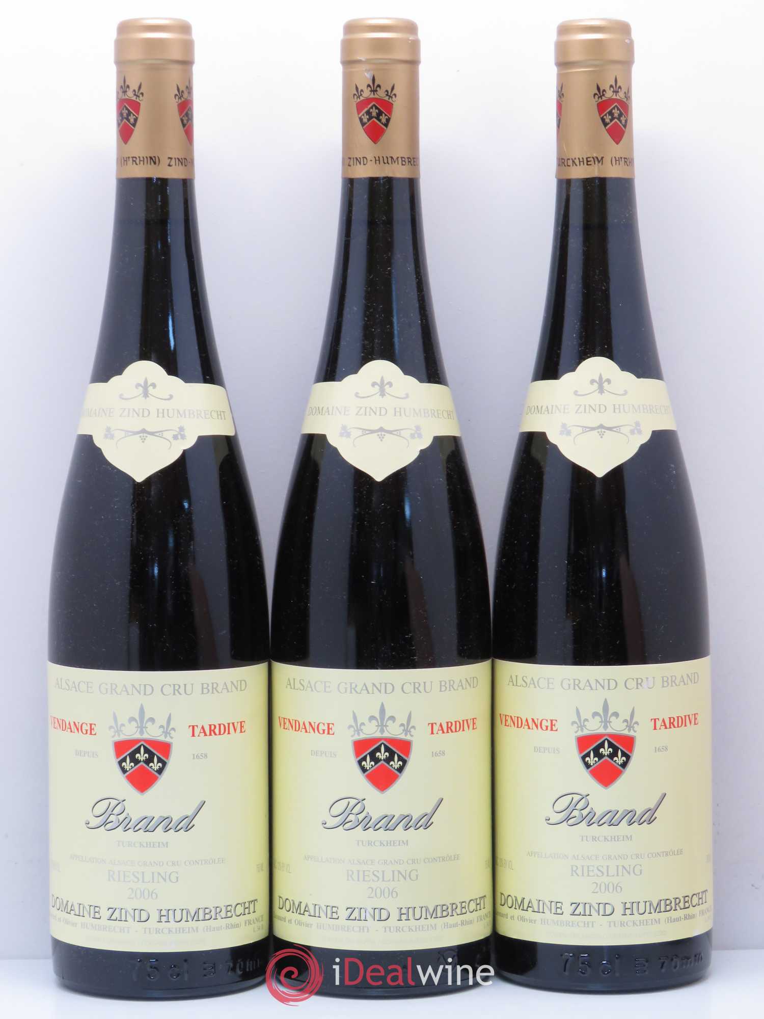 Alsace Riesling Grand Cru Brand Zind-Humbrecht (Domaine) Vendanges Tardives Turckheim 2006 - Posten von 3 Flaschen - 0