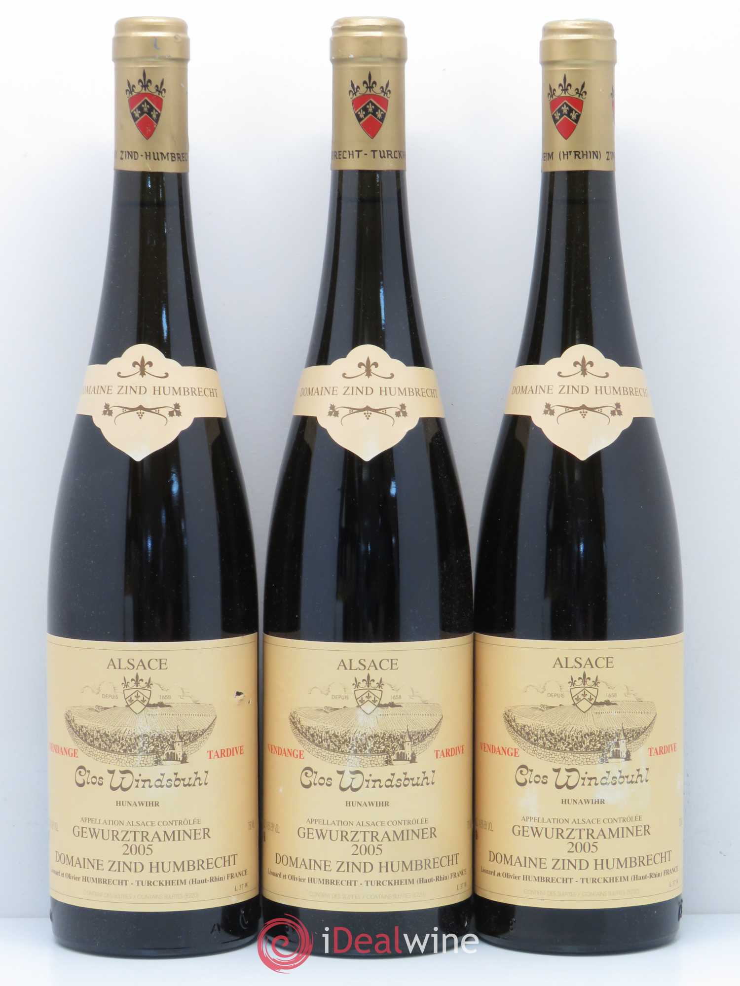 Alsace Gewurztraminer Clos Windsbuhl Zind-Humbrecht (Domaine) Vendanges Tardives Hunawihr 2005 - Posten von 3 Flaschen - 0