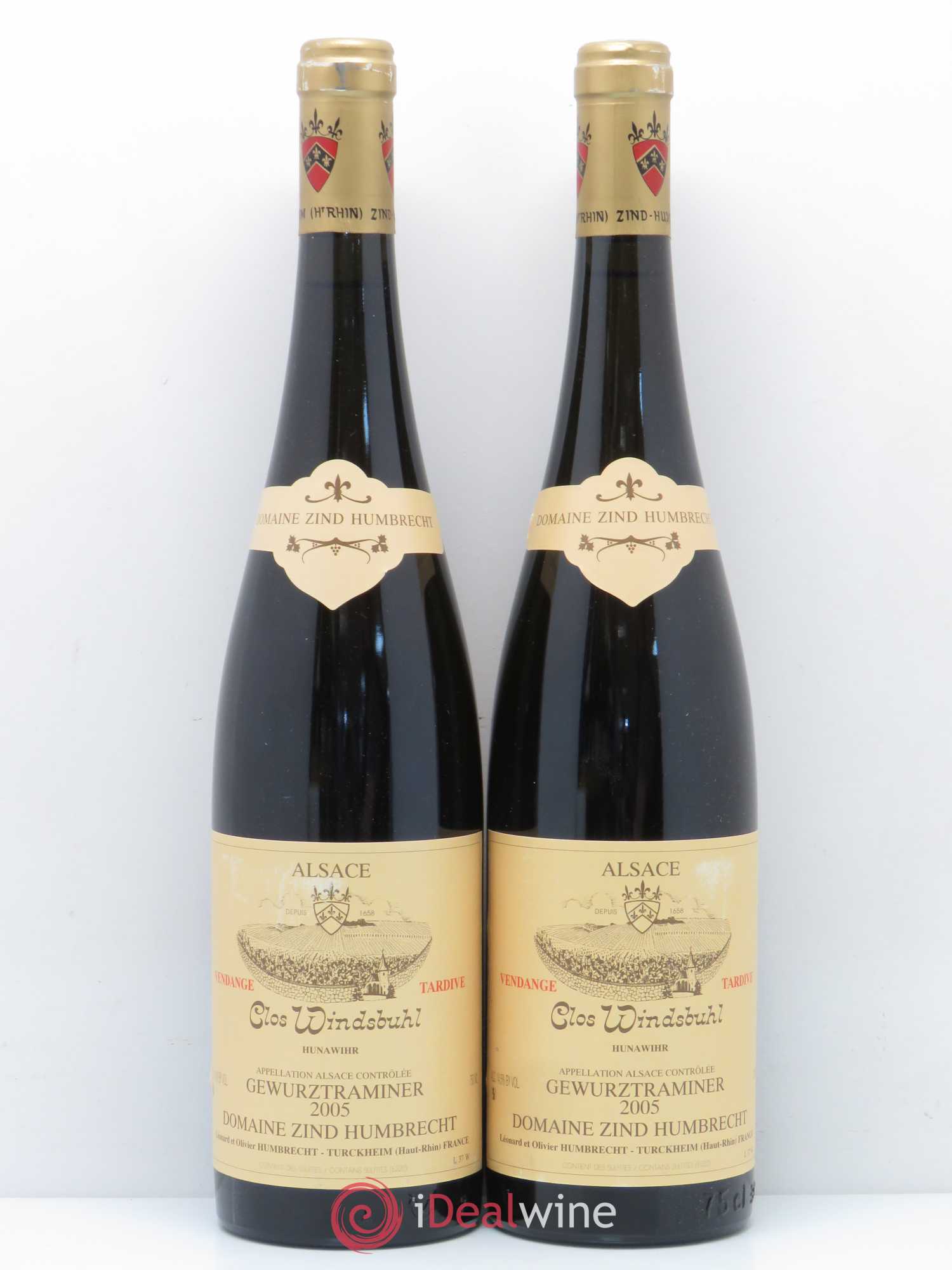 Alsace Gewurztraminer Clos Windsbuhl Zind-Humbrecht (Domaine) Vendanges Tardives Hunawihr 2005 - Posten von 2 Flaschen - 0