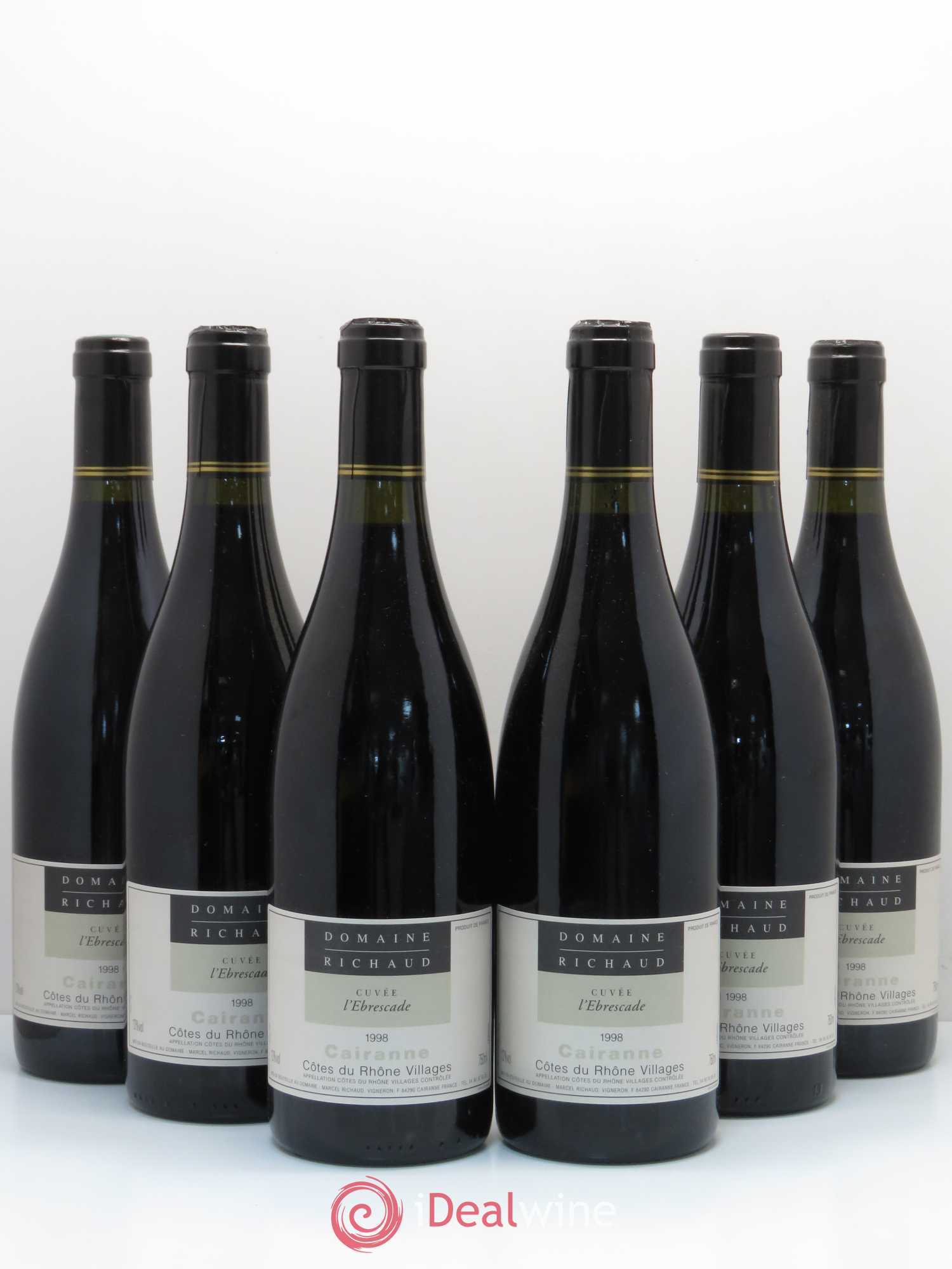 Cairanne Ebrescade Marcel Richaud 1998 - Lot de 6 bouteilles - 0