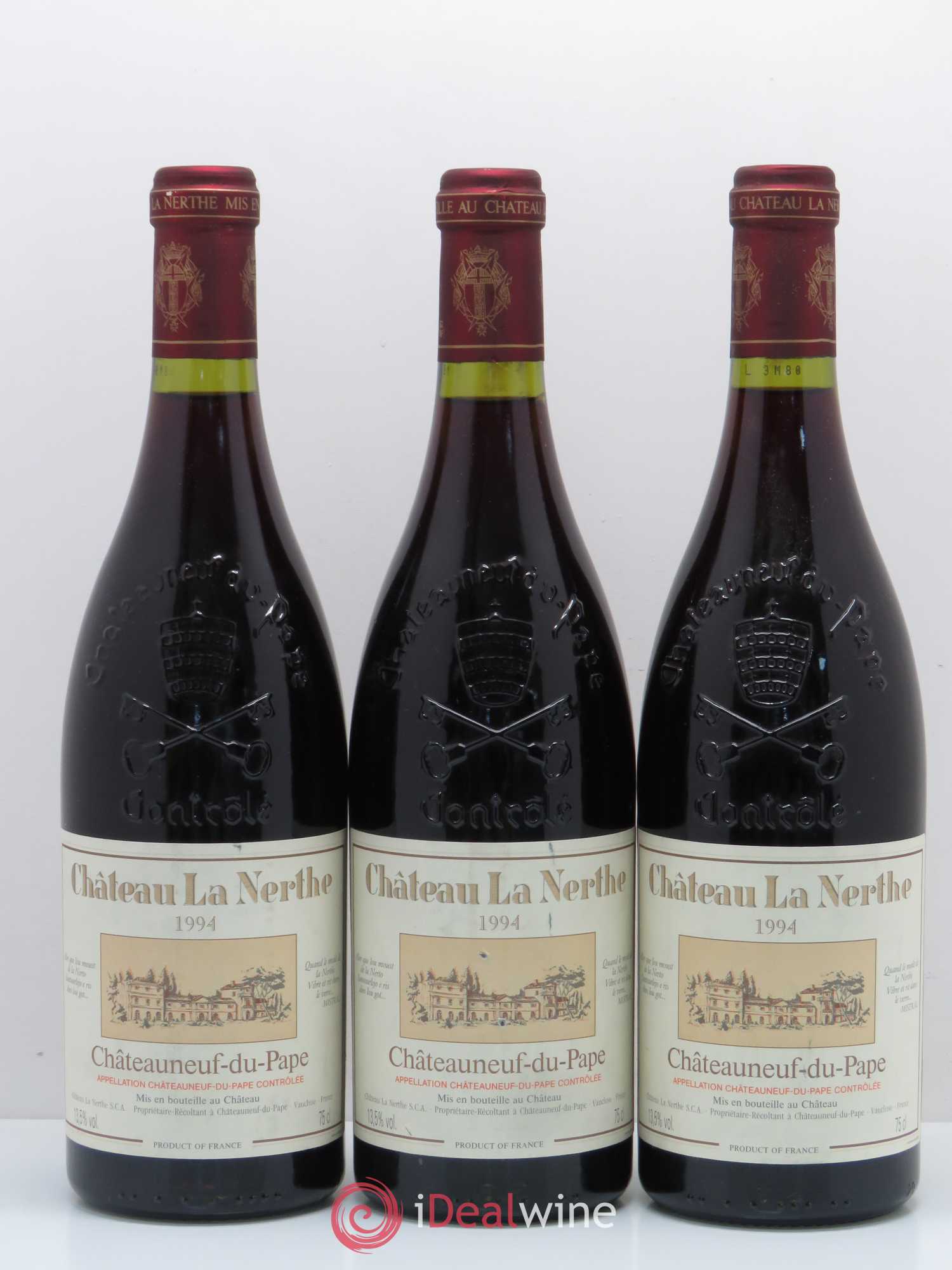 Châteauneuf-du-Pape Château la Nerthe Famille Richard 1994 - Lot de 3 bouteilles - 0