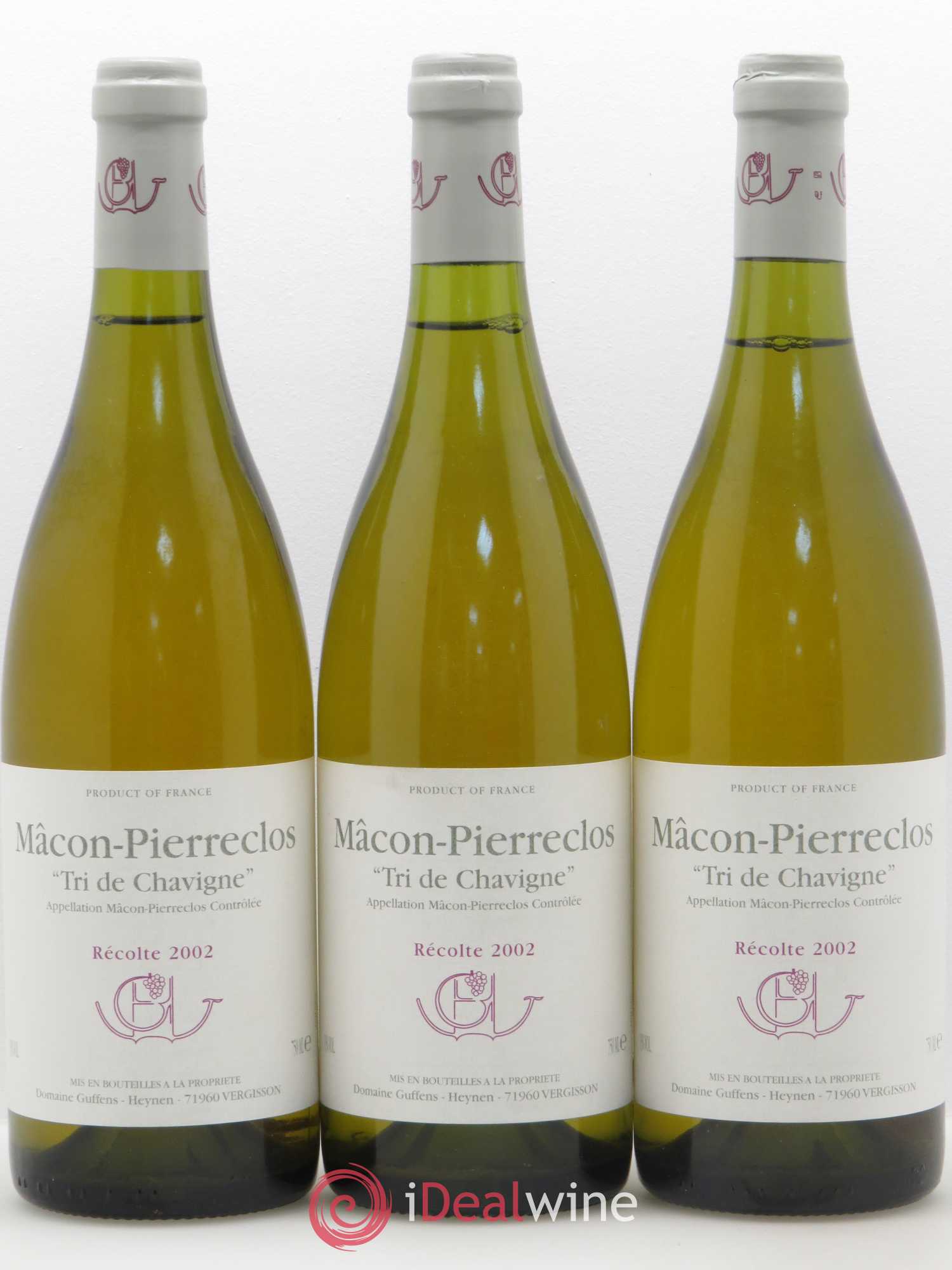 Mâcon-Pierreclos Tri de Chavigne Guffens-Heynen 2002 - Lot de 3 bouteilles - 0