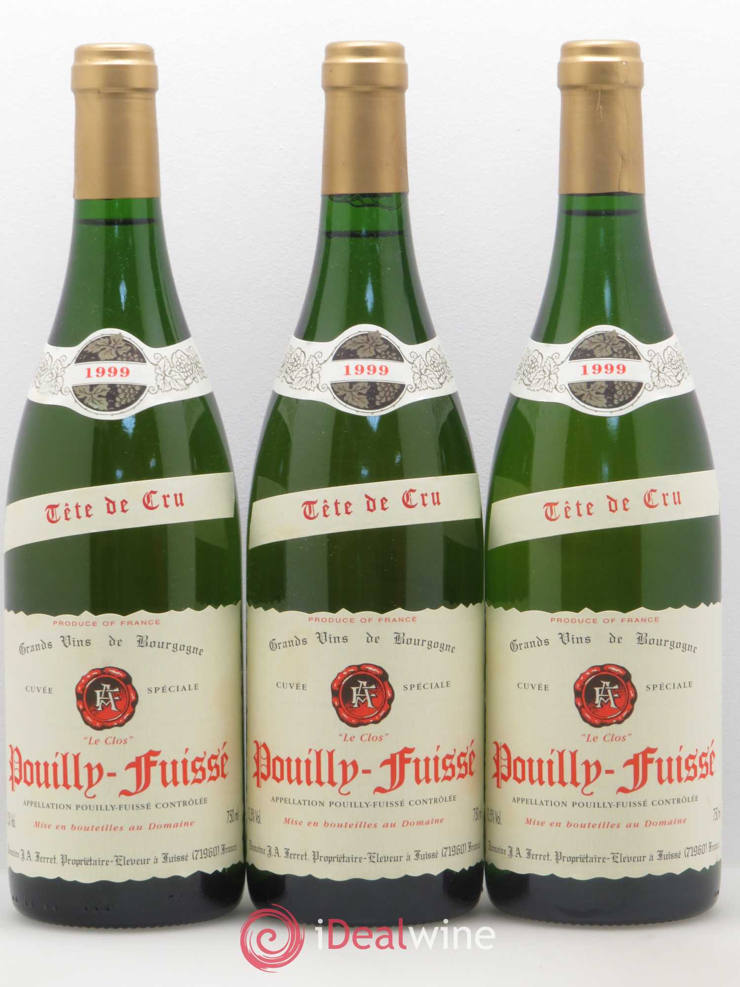 Pouilly-Fuissé J.A. Ferret (Domaine) Cuvée spéciale le clos tête de cru  1999 - Posten von 6 Flaschen - 2