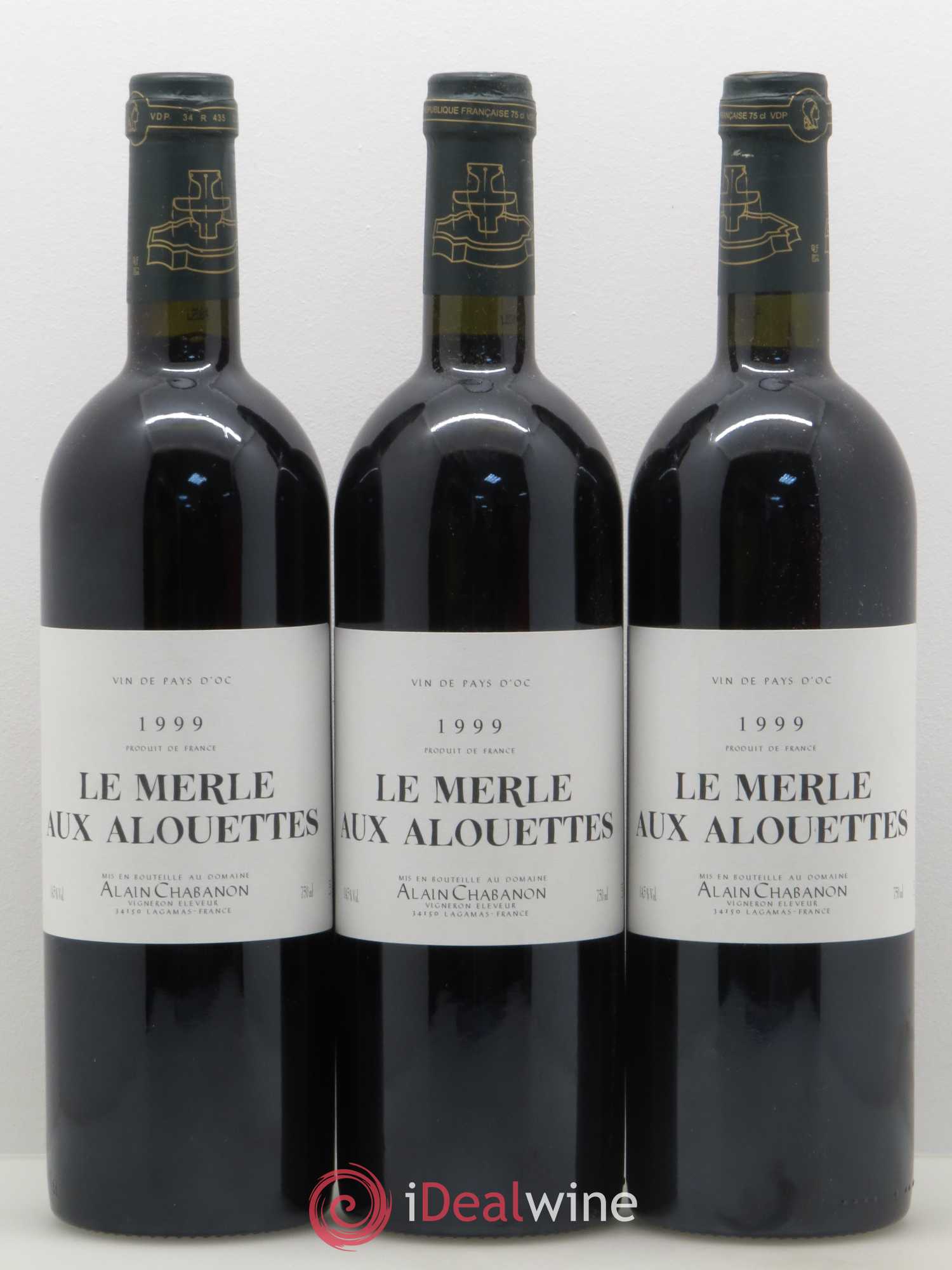 Saint-Guilhem-le-Désert (anciennement IGP Pays d'Oc) Alain Chabanon (Domaine) Le Petit Merle aux Alouettes (sans prix de réserve) 1999 - Lot de 3 bouteilles - 0