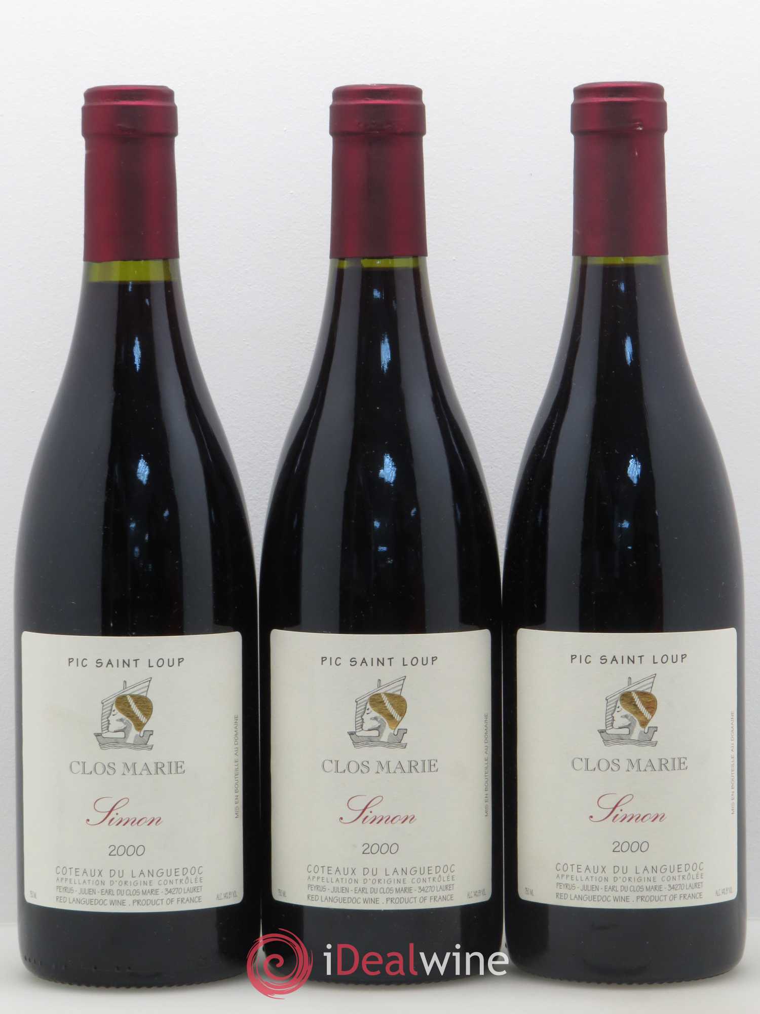 Pic Saint-Loup Clos Marie Cuvée Simon Christophe Peyrus et Françoise Julien 2000 - Lot de 3 bouteilles - 0