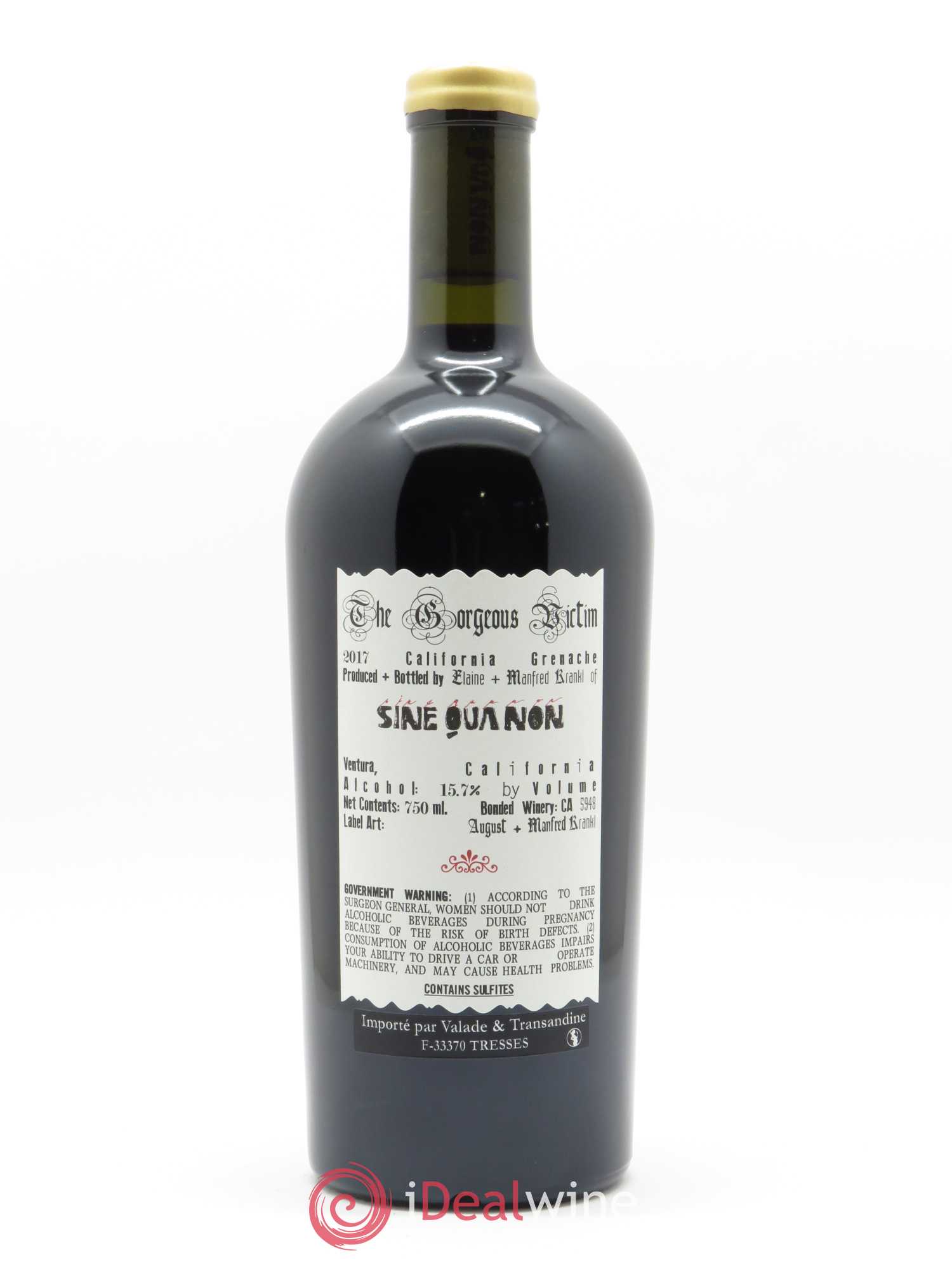 Santa Barbara Sine Qua Non The Gorgeous Victim Manfred Krankl 2017 - Lot of 1 bottle - 1