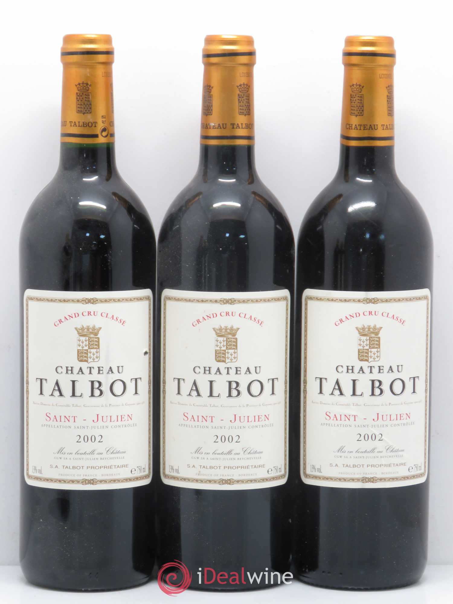 Château Talbot 4ème Grand Cru Classé 2002 - Lot de 5 bouteilles - 1