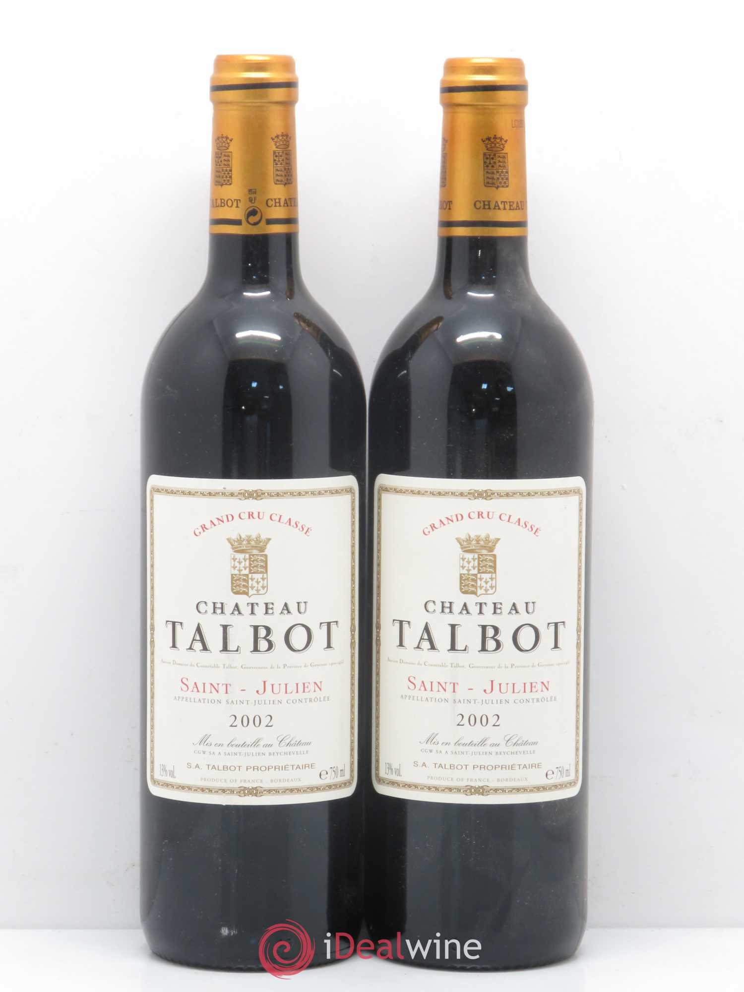 Château Talbot 4ème Grand Cru Classé 2002 - Lot de 5 bouteilles - 2