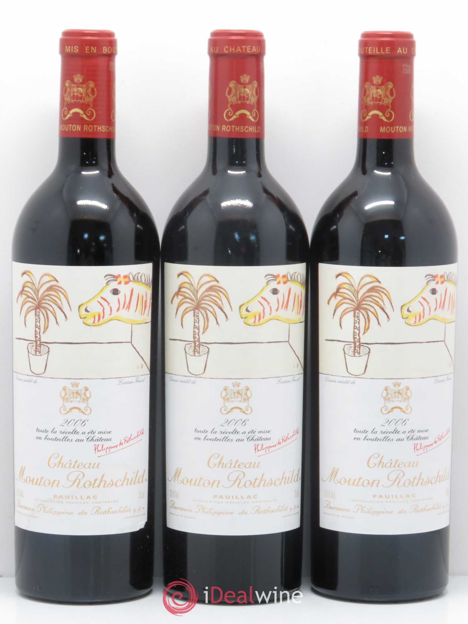 Château Mouton Rothschild 1er Grand Cru Classé 2006 - Lot de 3 bouteilles - 0