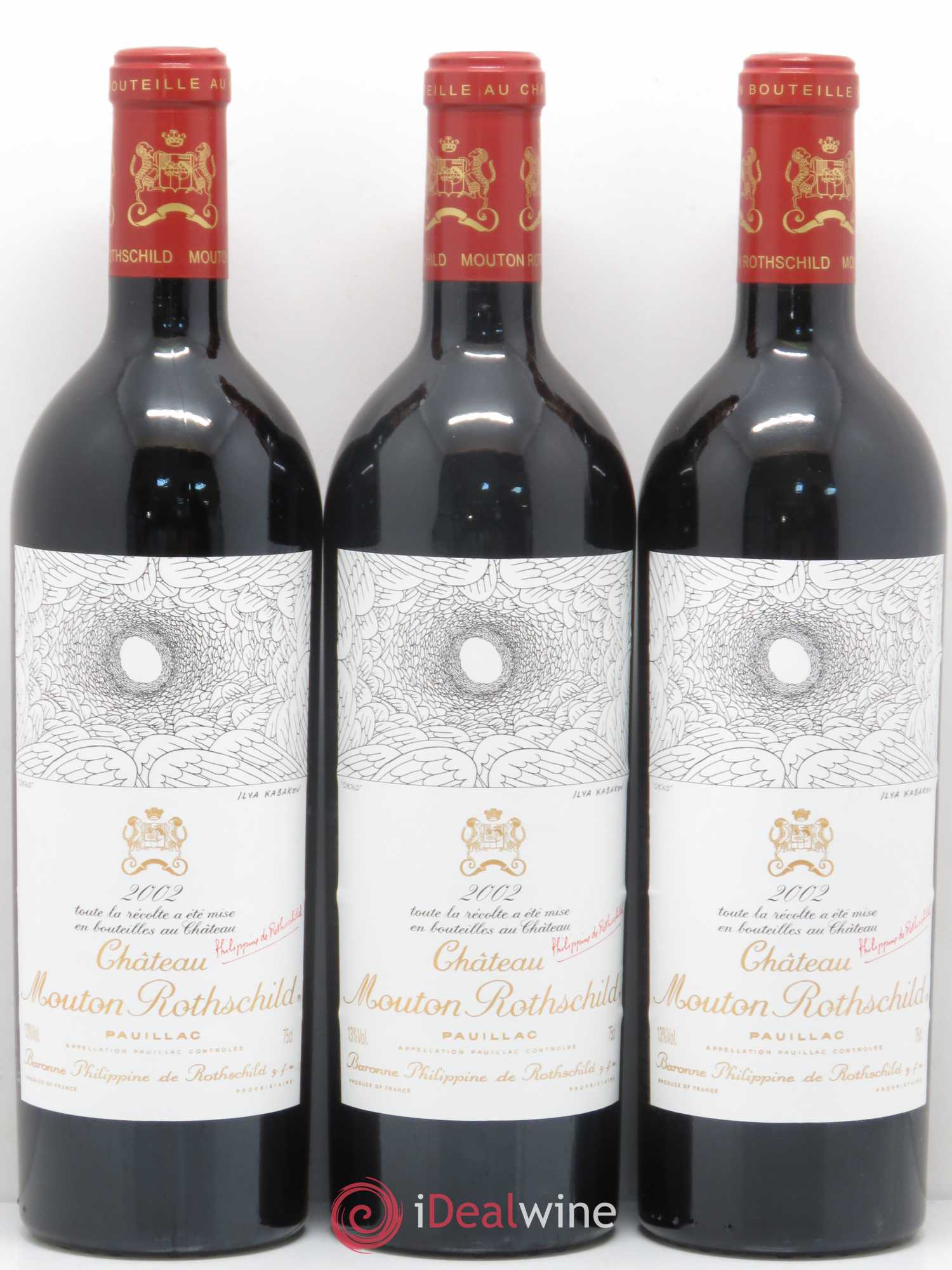 Château Mouton Rothschild 1er Grand Cru Classé 2002 - Lot de 3 bouteilles - 0