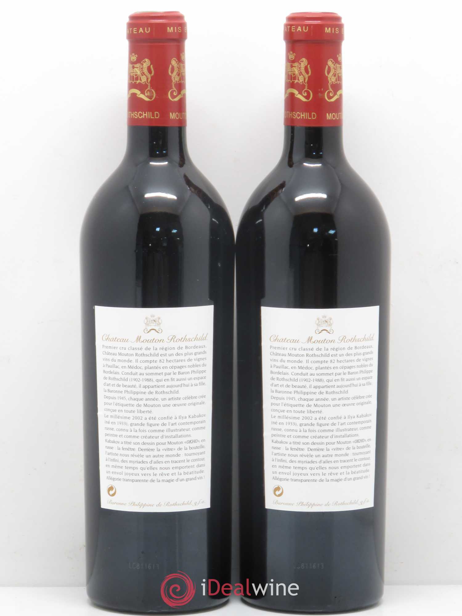 Château Mouton Rothschild 1er Grand Cru Classé 2002 - Lot de 2 bouteilles - 1