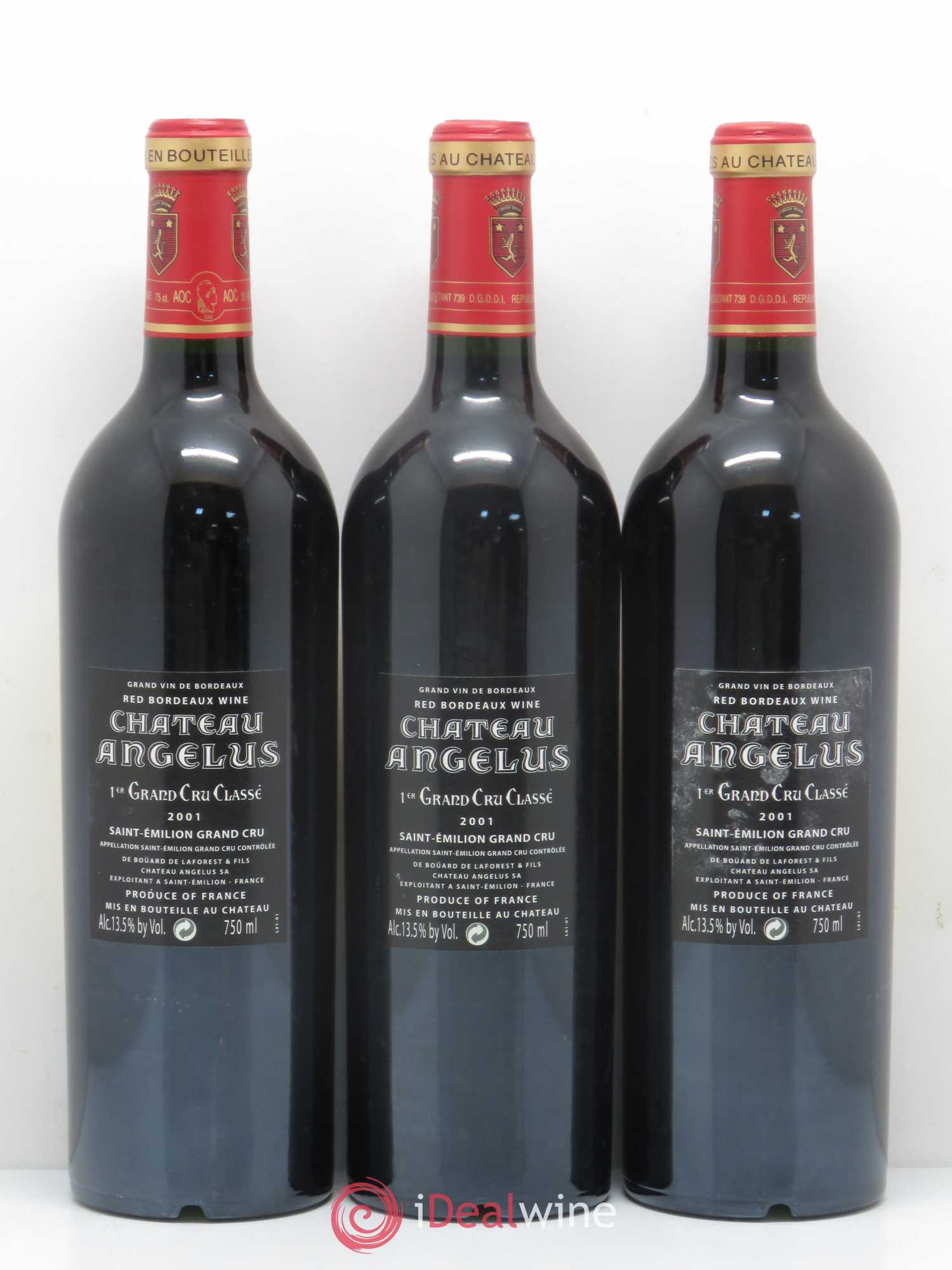 Château Angélus 1er Grand Cru Classé A 2001 - Lot de 3 bouteilles - 1