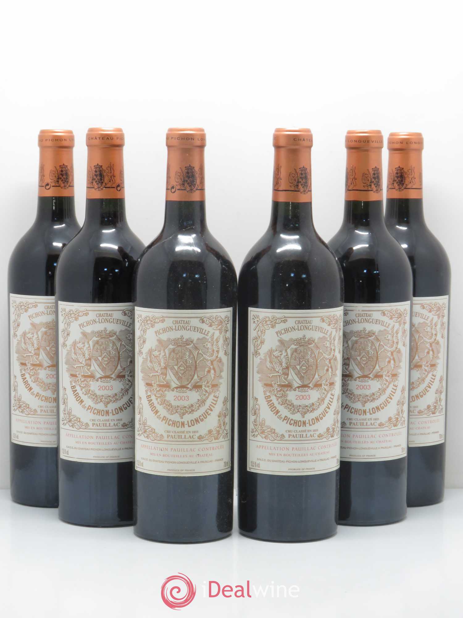 Pichon Longueville Baron 2ème Grand Cru Classé 2003 - Lot de 6 bouteilles - 0