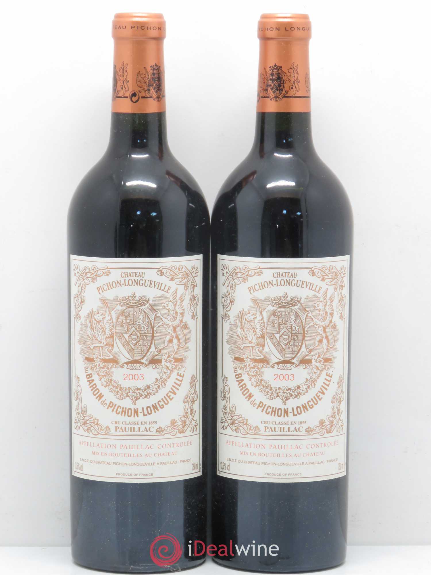 Pichon Longueville Baron 2ème Grand Cru Classé 2003 - Lot de 2 bouteilles - 0