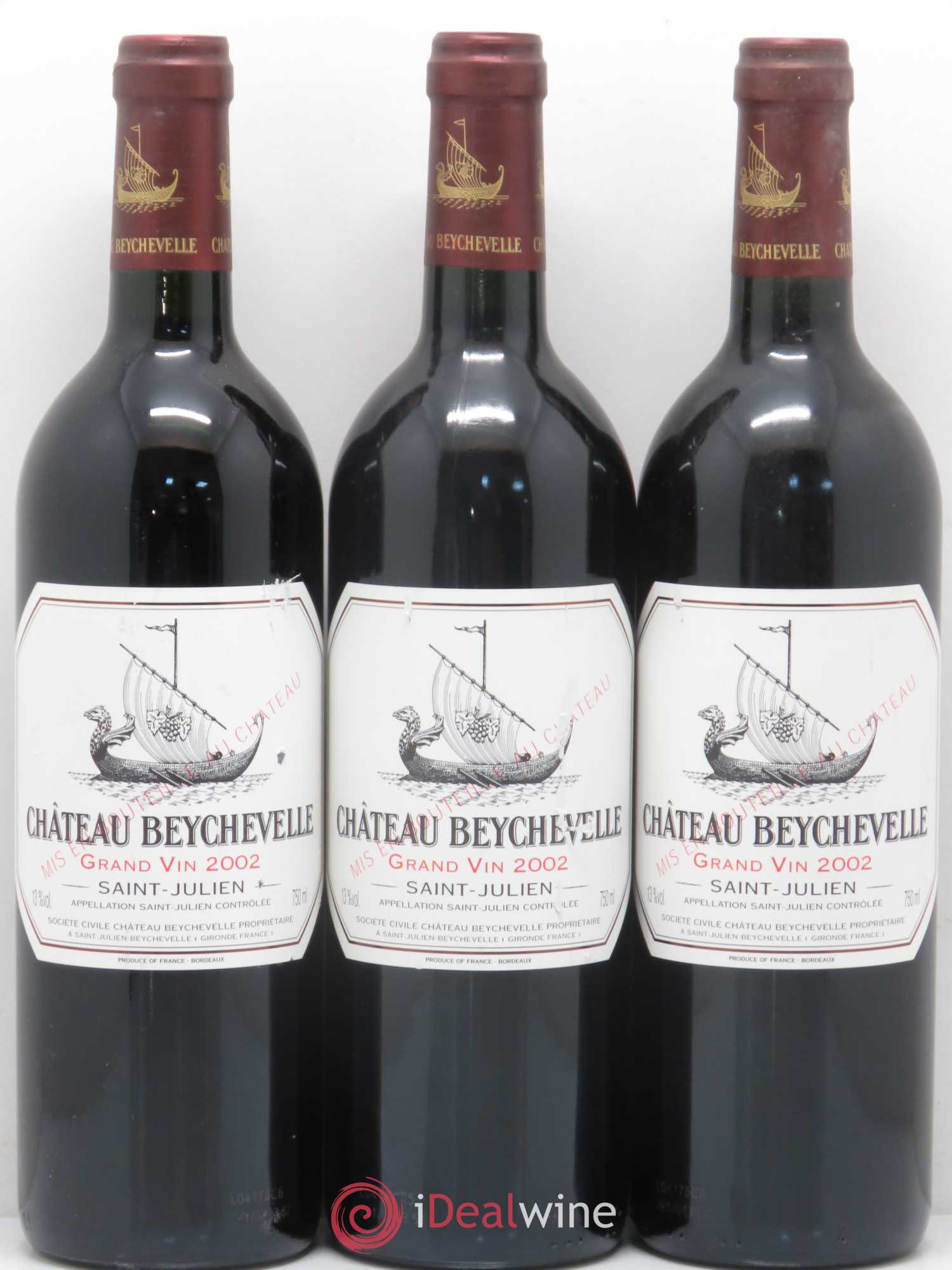 Château Beychevelle 4ème Grand Cru Classé 2002 - Lot de 3 bouteilles - 0