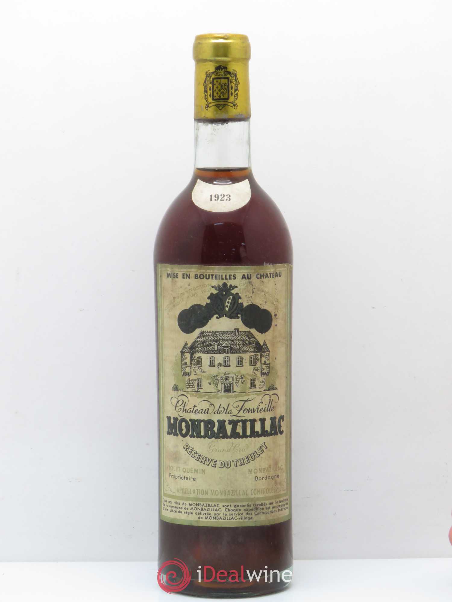 Monbazillac Château de Fonvieille Réserve du Theulet 1923 - Posten von 1 Flasche - 0