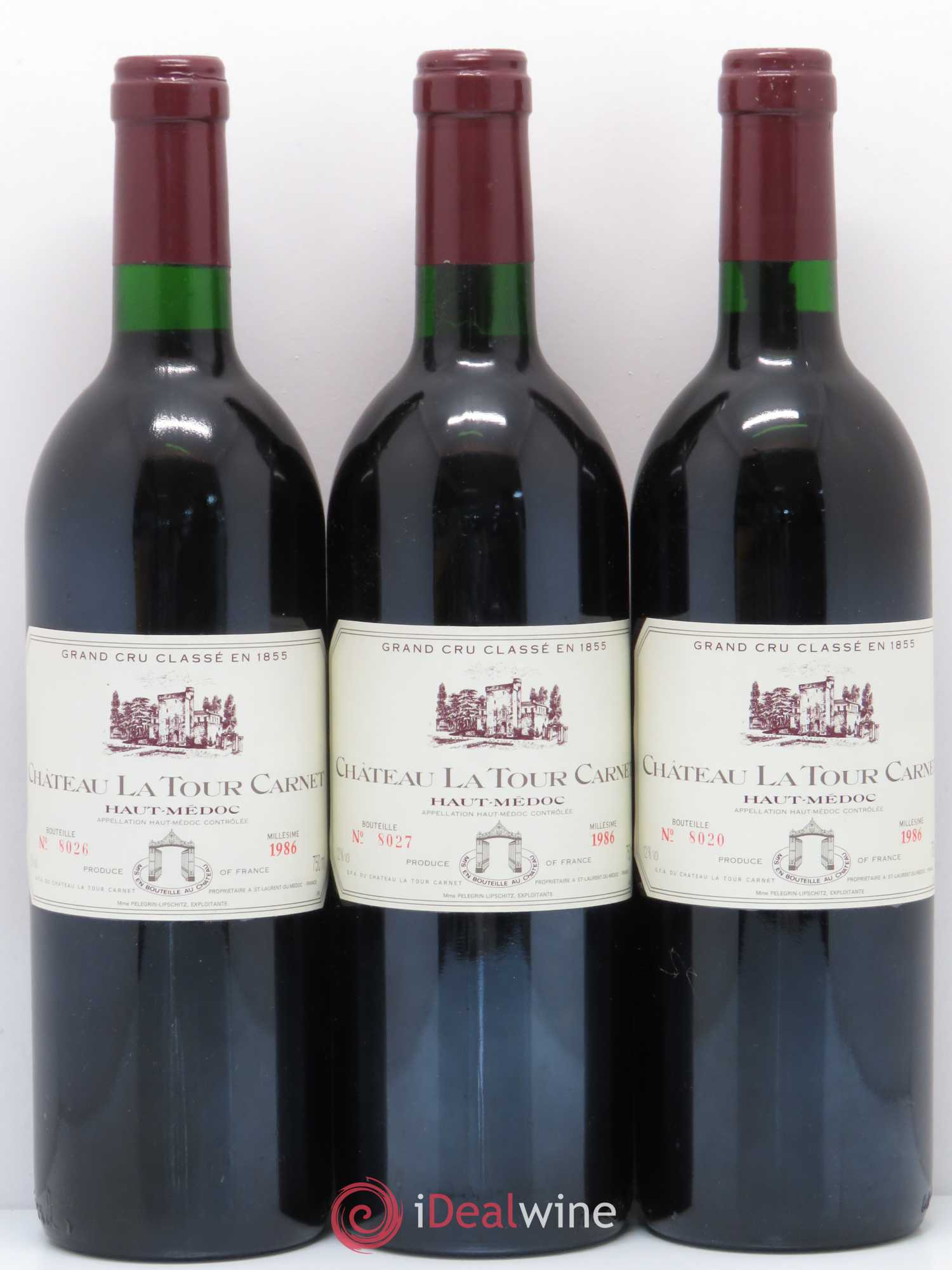 Château la Tour Carnet 4ème Grand Cru Classé  (sans prix de réserve) 1986 - Lot de 9 bouteilles - 2