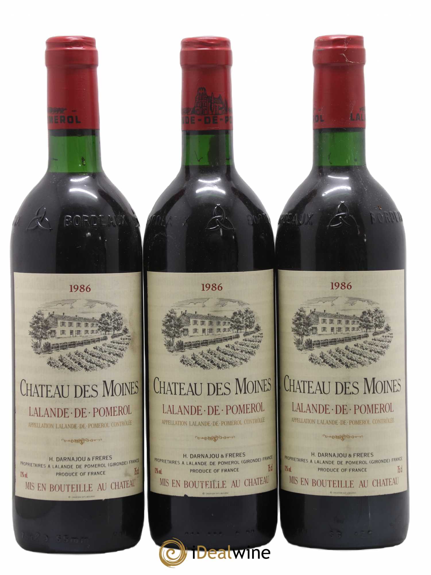 Lalande-de-Pomerol Château des Moines 1986 - Lot de 3 bouteilles - 0
