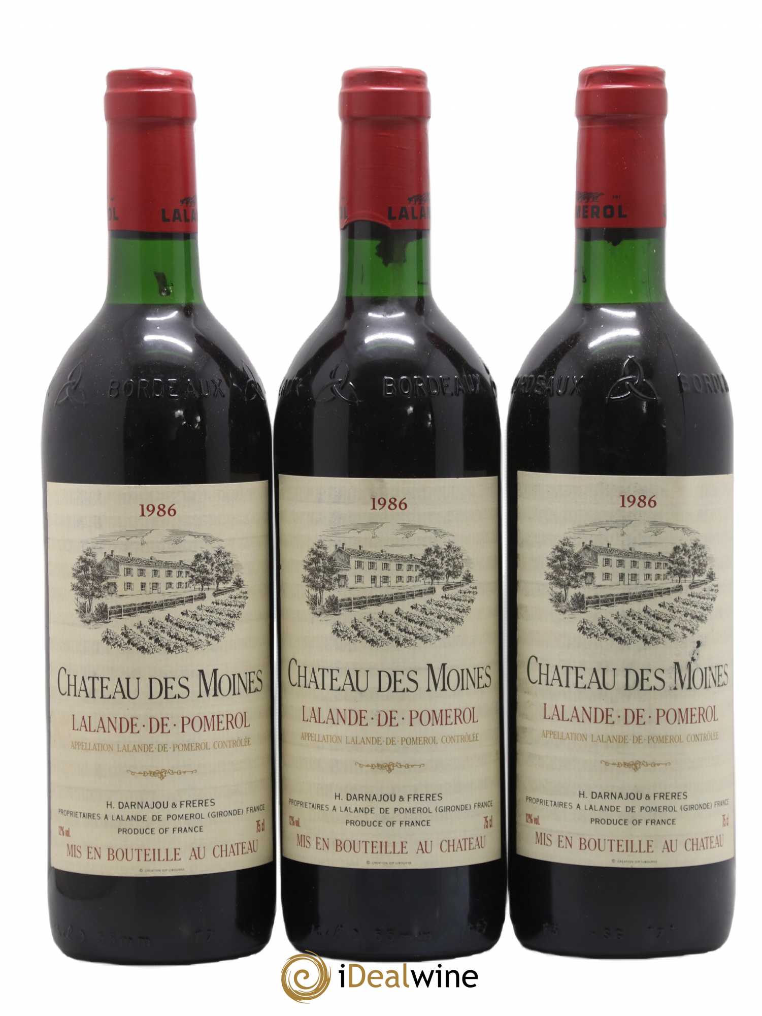 Lalande-de-Pomerol Château des Moines 1986 - Lot de 3 bouteilles - 0