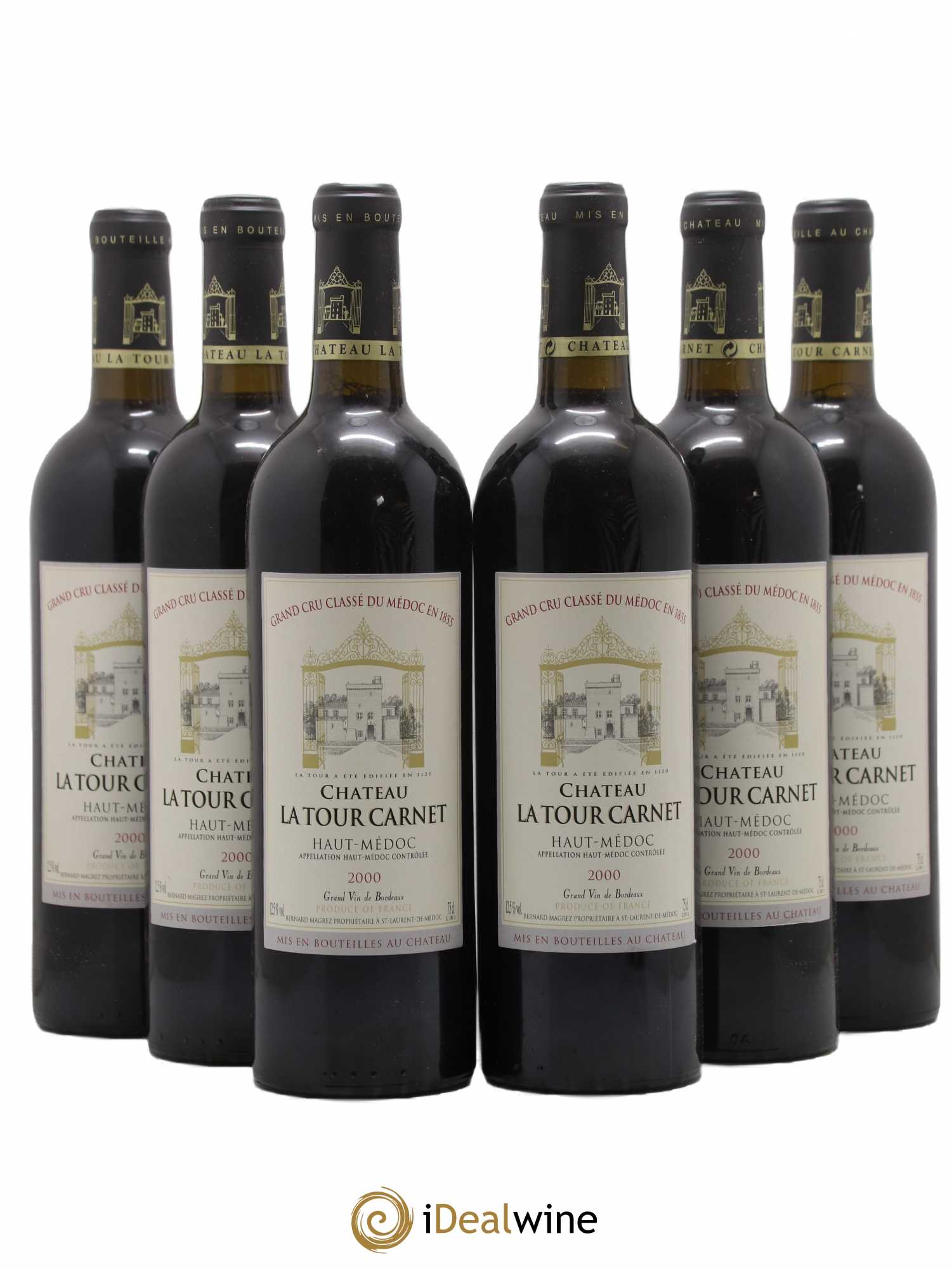 Château la Tour Carnet 4ème Grand Cru Classé 2000 - Lot de 6 bouteilles - 0