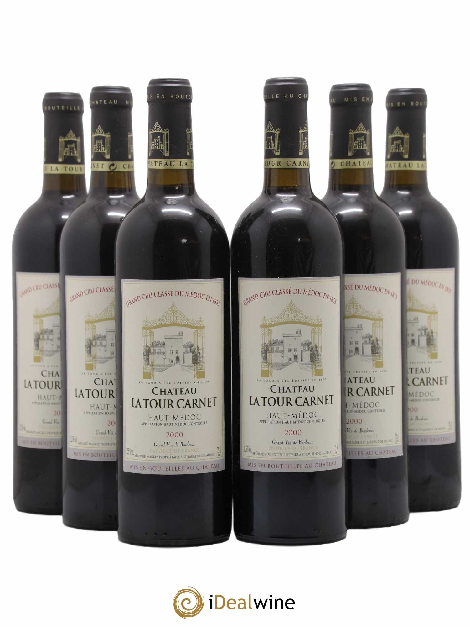 Château la Tour Carnet 4ème Grand Cru Classé 2000 - Lot de 6 bouteilles - 0