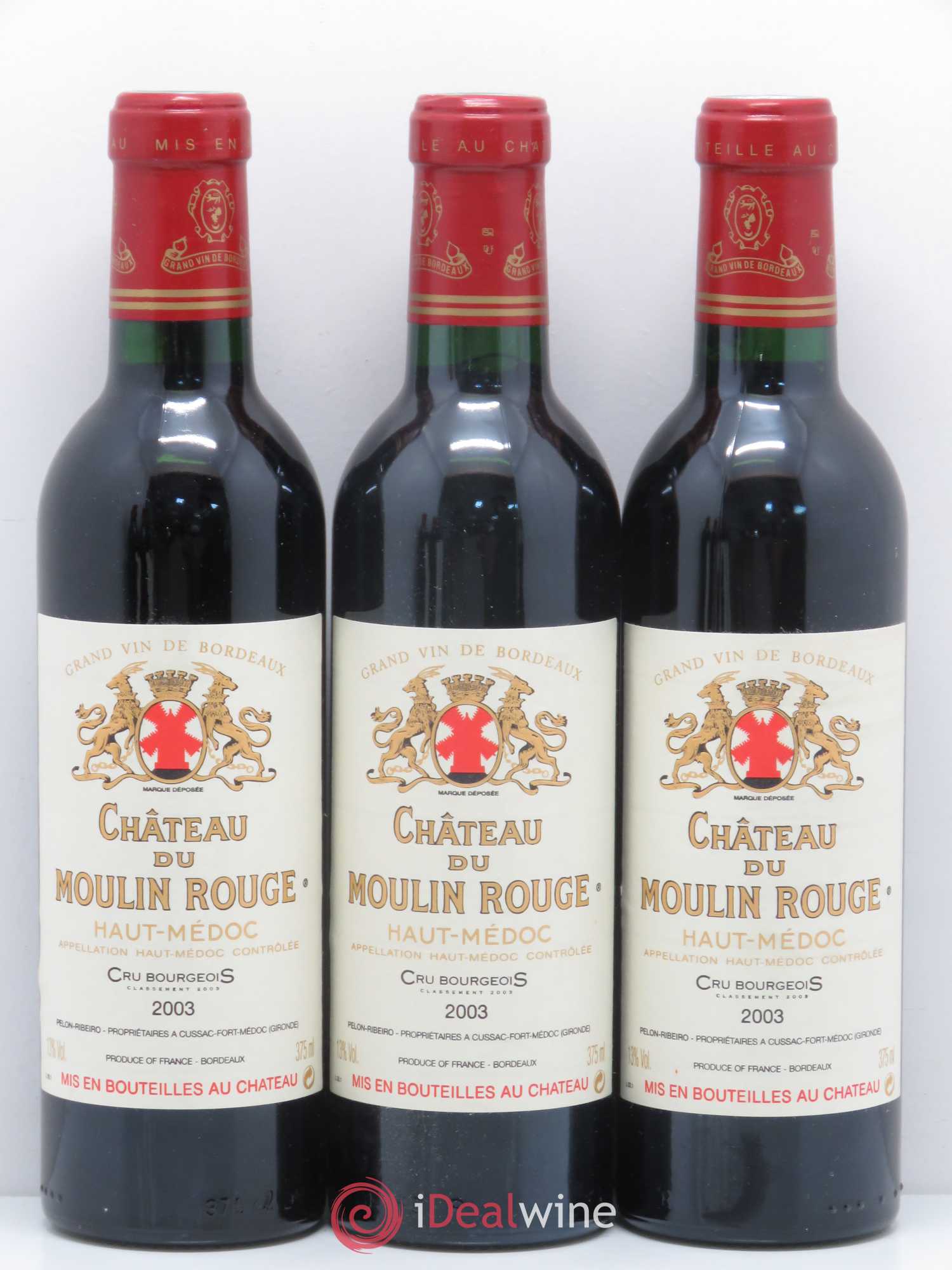 Château du Moulin Rouge Cru Bourgeois 2003 - Lot de 6 demi bouteilles - 1