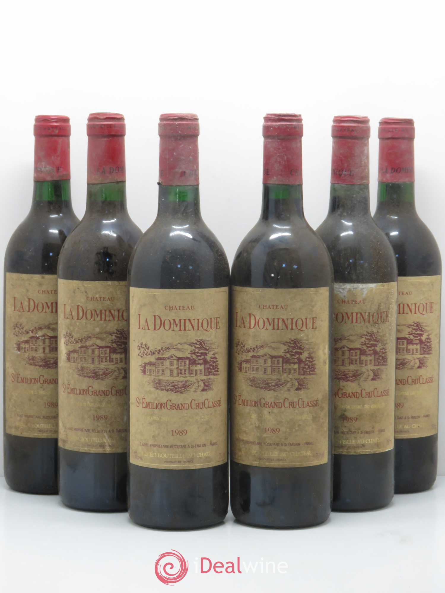 Château la Dominique Grand Cru Classé 1989 - Lot de 6 bouteilles - 0