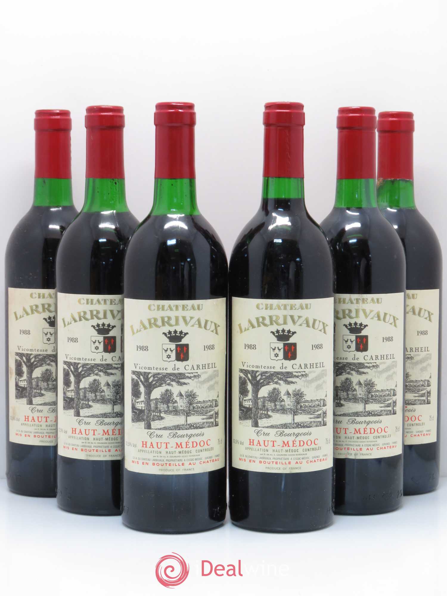 Château Larrivaux Cru Bourgeois 1988 - Lot de 6 bouteilles - 0