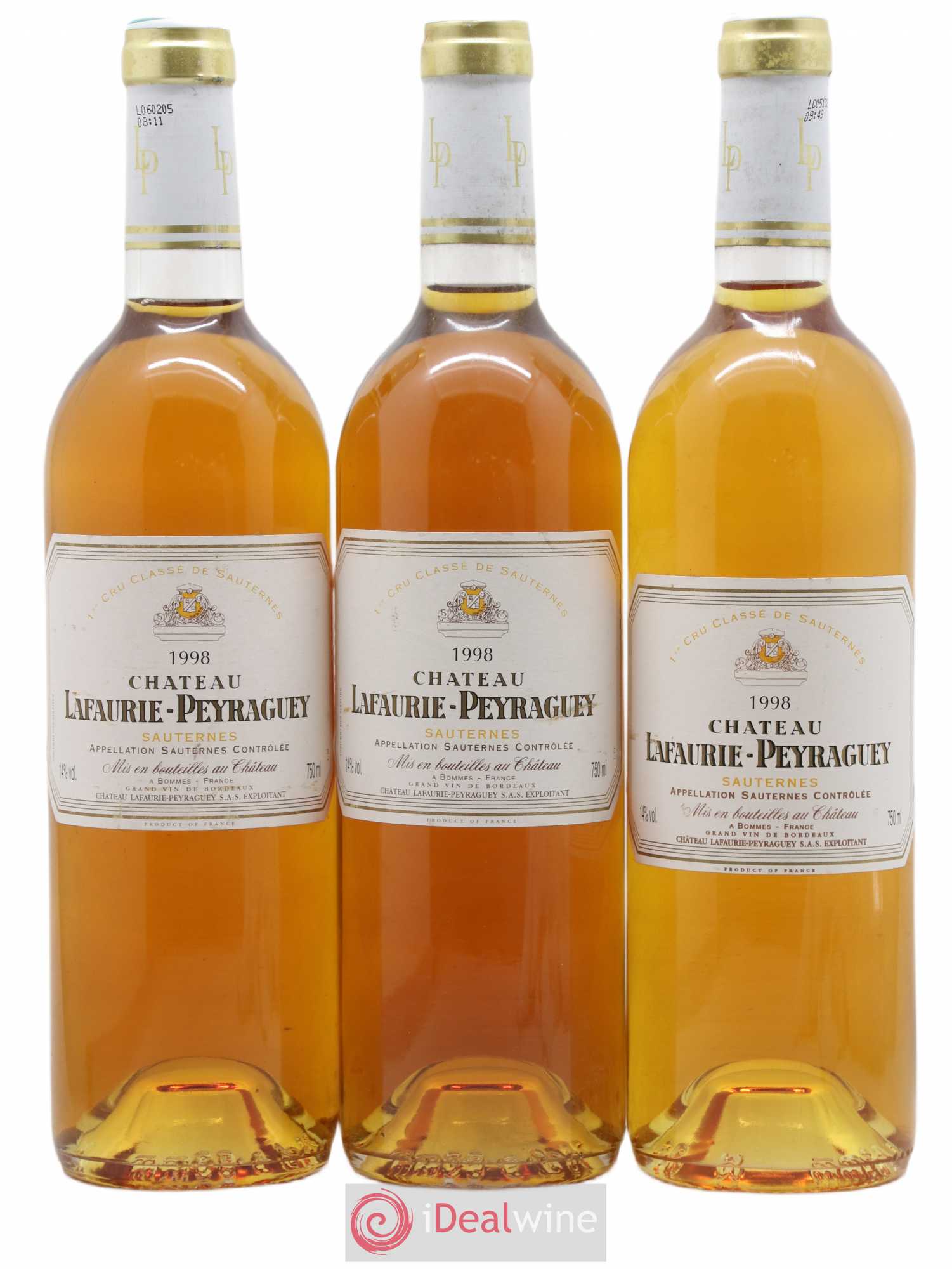 Château Lafaurie-Peyraguey 1er Grand Cru Classé 1998 - Lotto di 3 bottiglie - 0