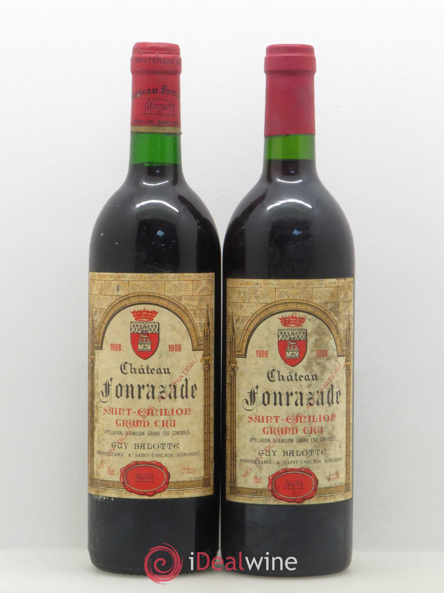 Saint-Émilion Chateau Fonrazade 1988 - Lot de 2 bouteilles - 0
