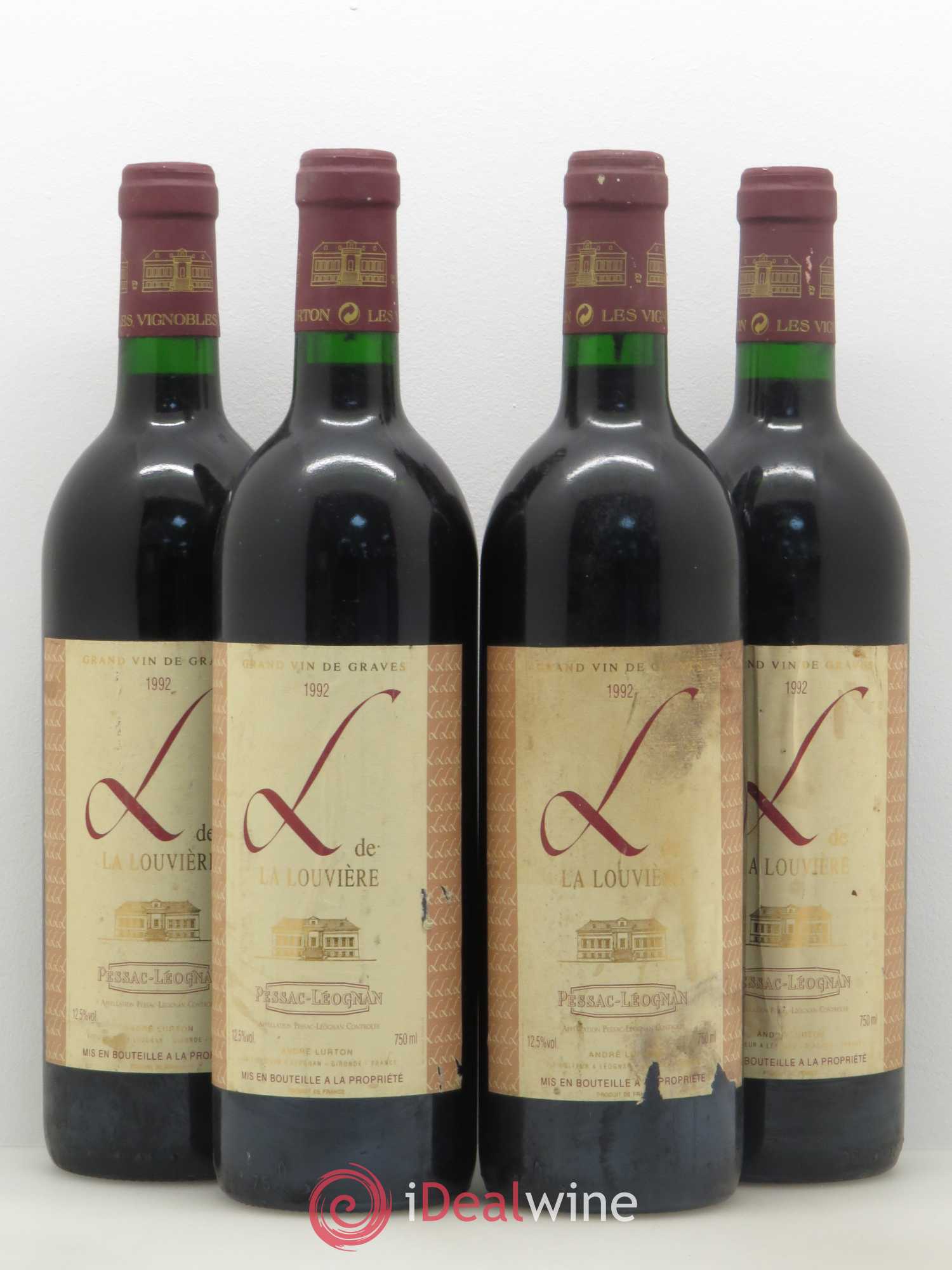 Pessac-Léognan L de La Louvière(sans prix de réserve) 1992 - Posten von 4 Flaschen - 0