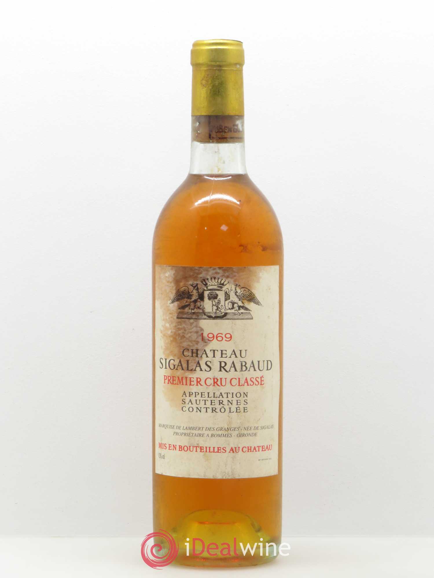 Château Sigalas Rabaud 1er Grand Cru Classé 1969 - Lotto di 1 bottiglia - 0