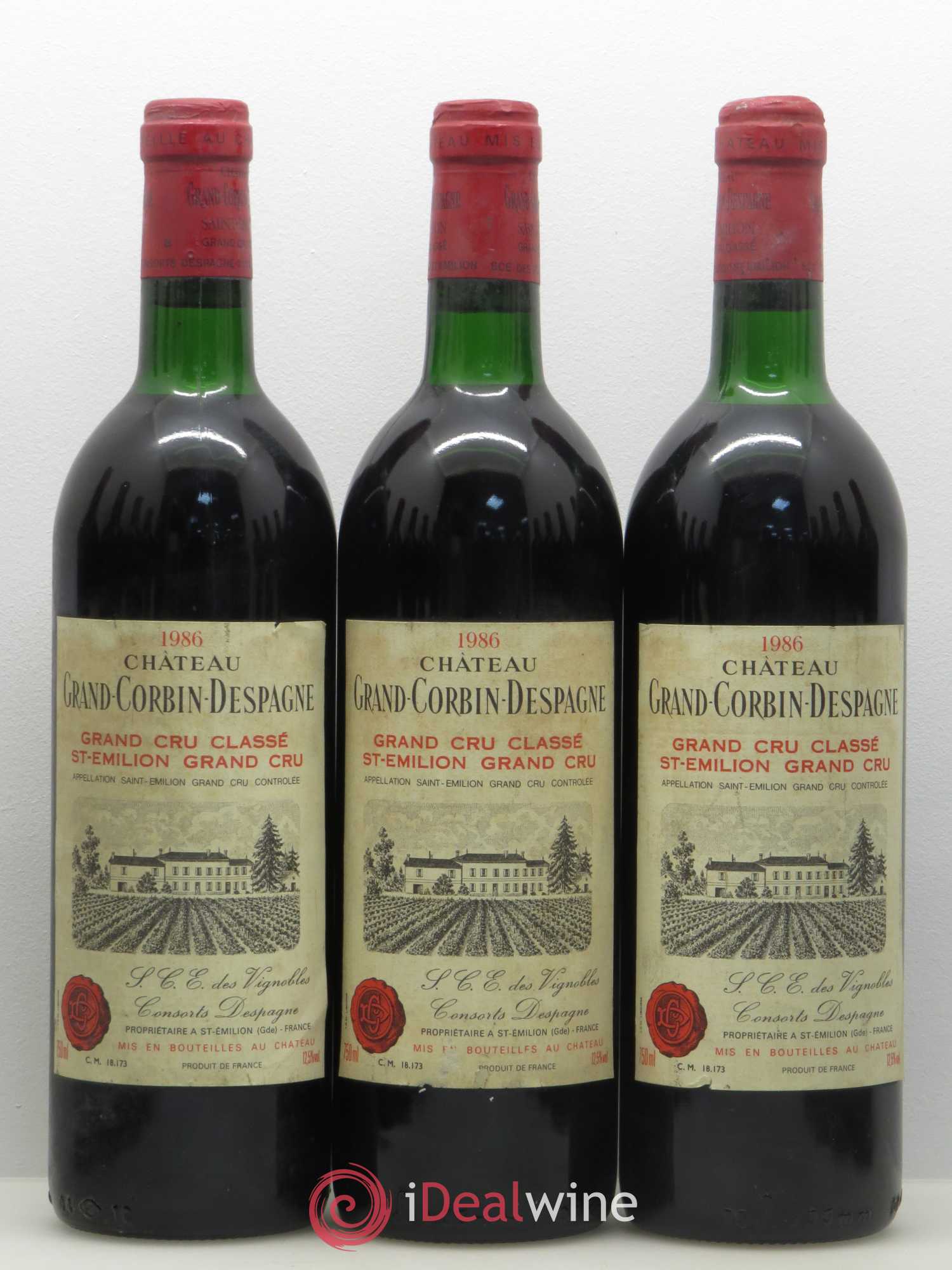 Château Grand Corbin Despagne Grand Cru Classé 1986 - Lot de 12 bouteilles - 1