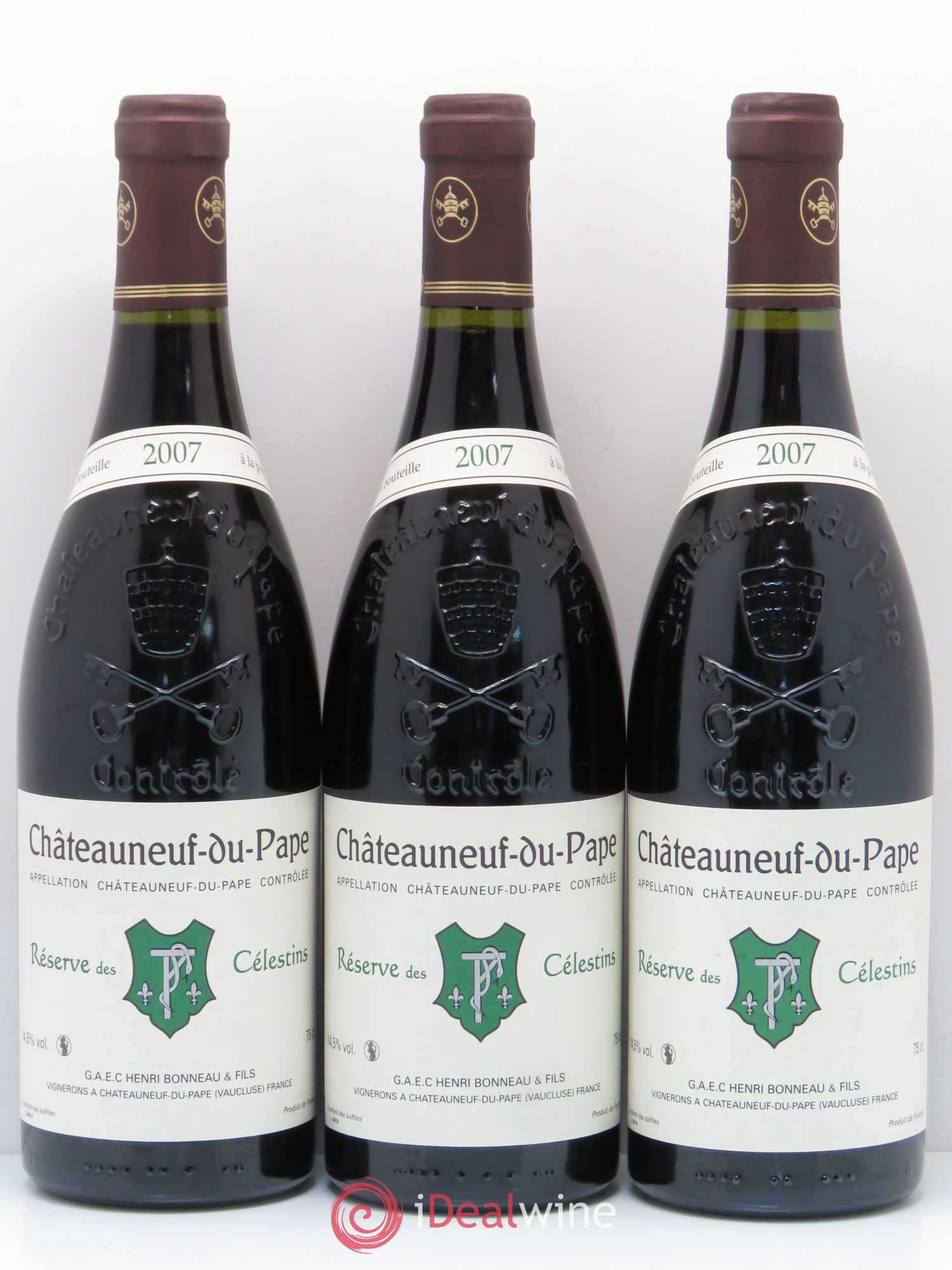 Châteauneuf-du-Pape Réserve des Célestins Henri Bonneau & Fils 2007 - Lot de 3 bouteilles - 0