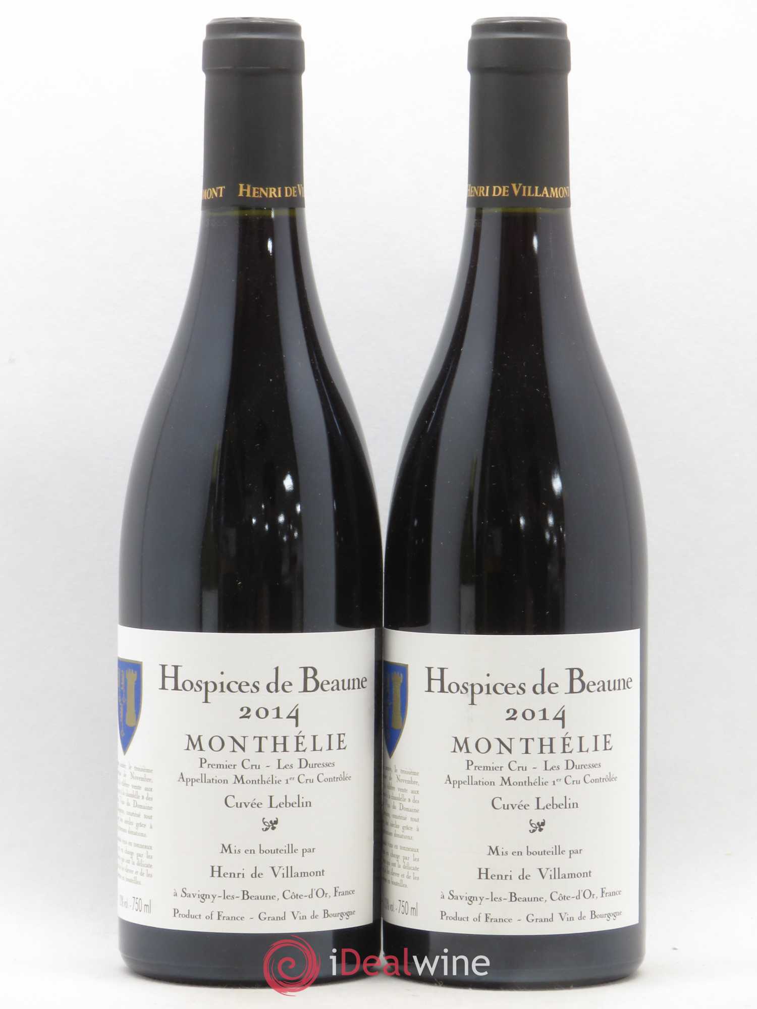 Monthélie 1er Cru Hospice de Beaune cuvée Lebelin Les Duresses Henri de Villamont 2014 - Lot de 2 bouteilles - 0
