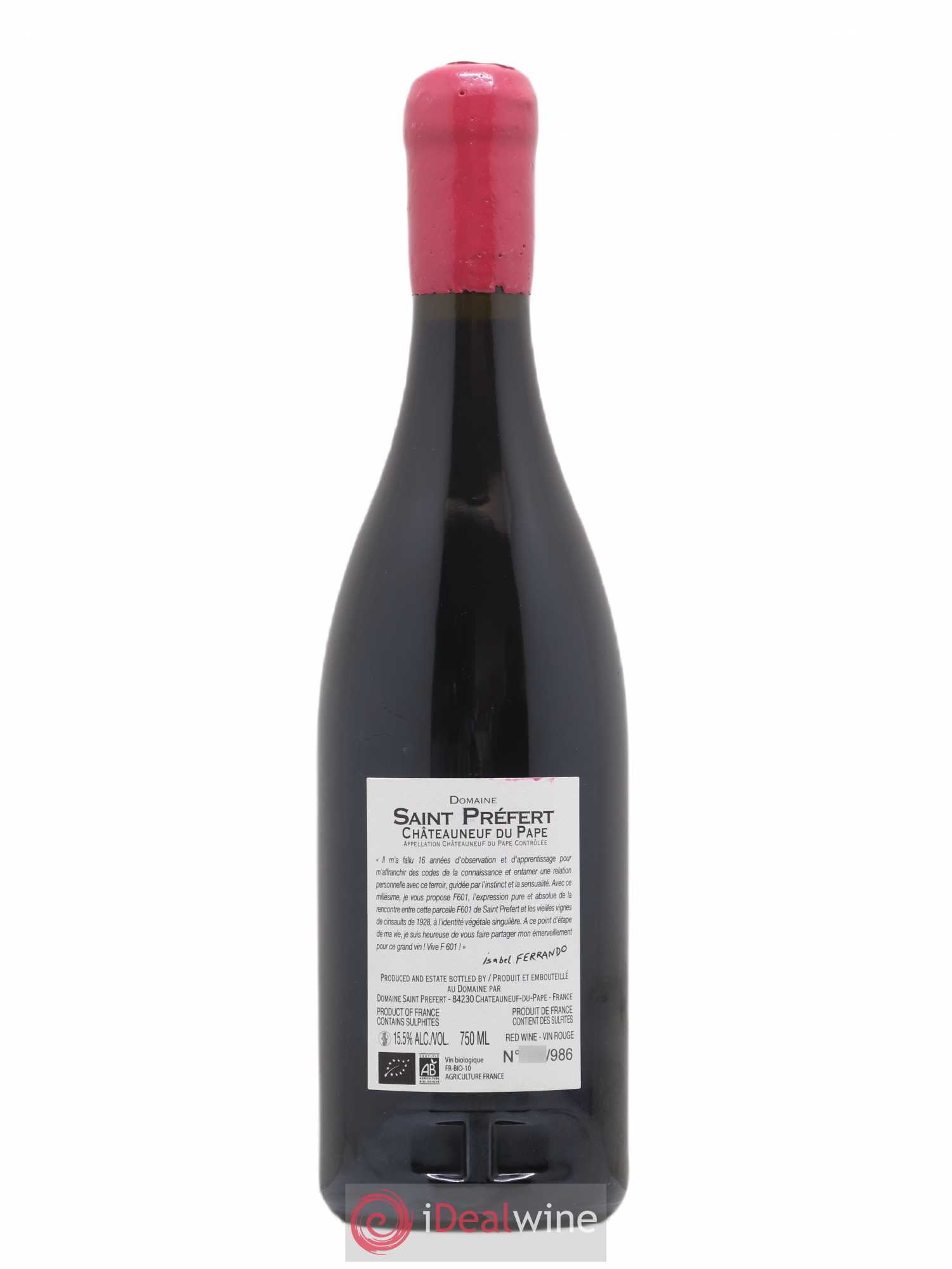 Châteauneuf-du-Pape Domaine Saint-Préfert F601 2019 - Lot de 1 bouteille - 1