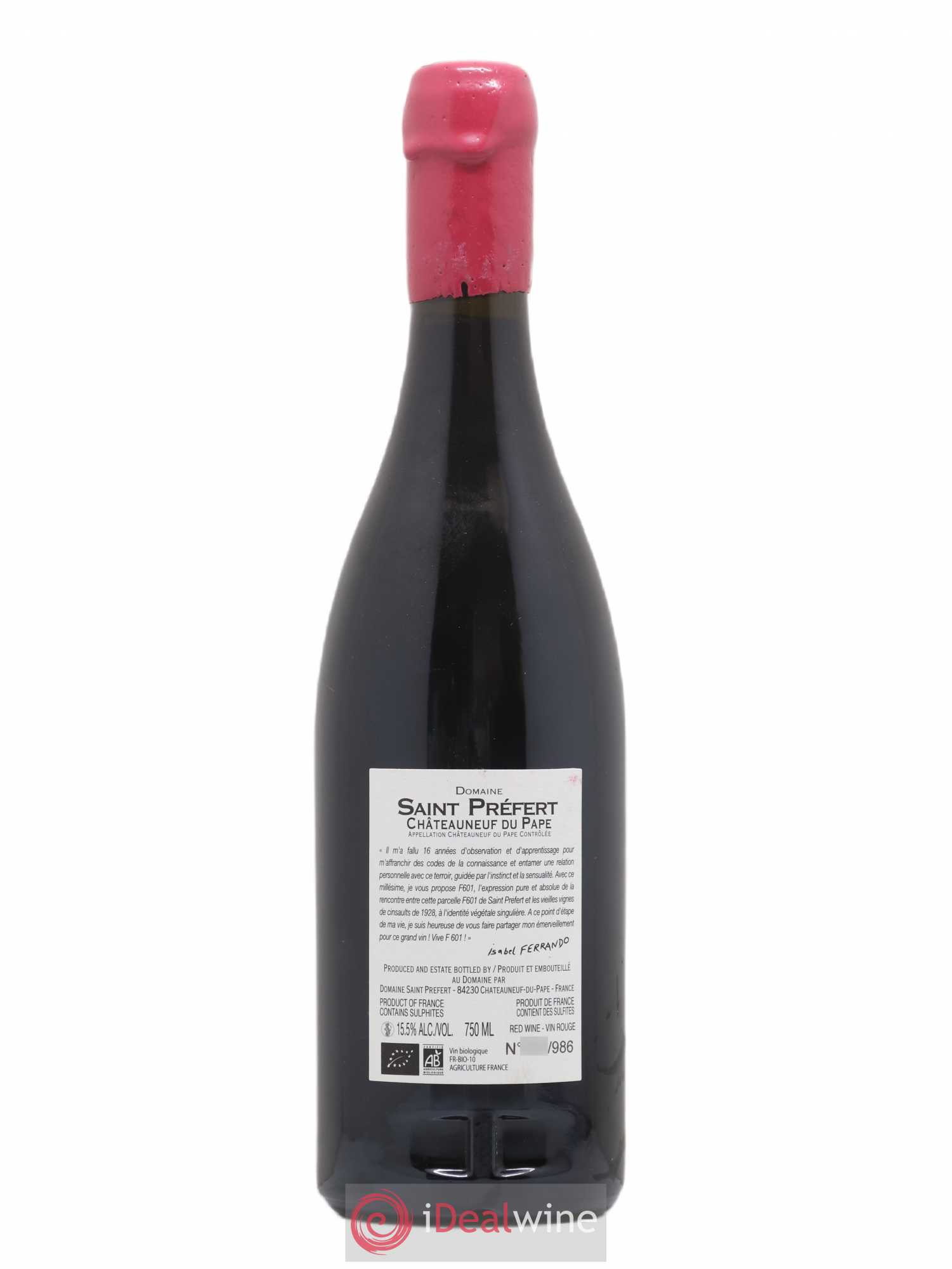 Châteauneuf-du-Pape Domaine Saint-Préfert F601 2019 - Lot de 1 bouteille - 1