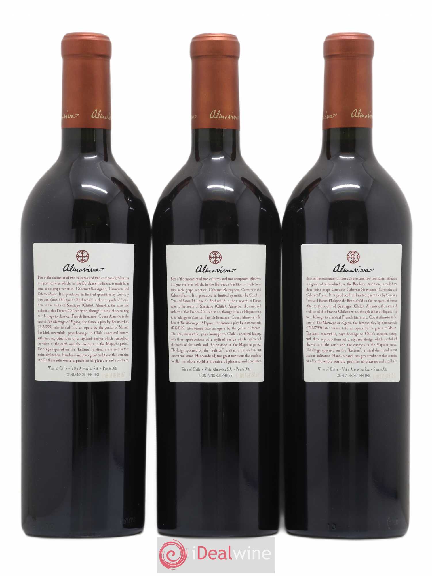 Chili Almaviva Baron P. de Rothschild Concha y Toro 2016 - Lot de 3 bouteilles - 1