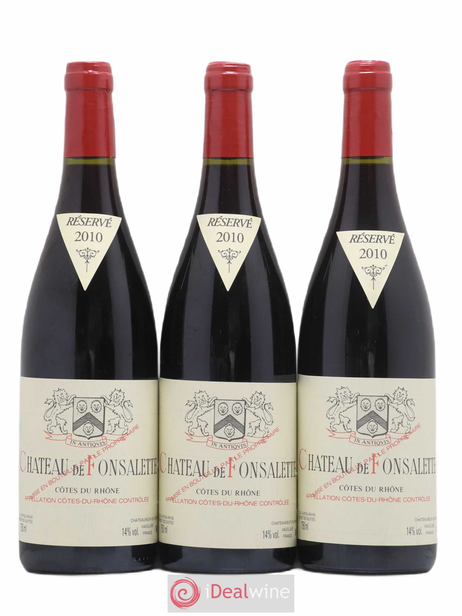 Côtes-du-Rhône Château de Fonsalette Emmanuel Reynaud 2010 - Lot de 3 bouteilles - 0