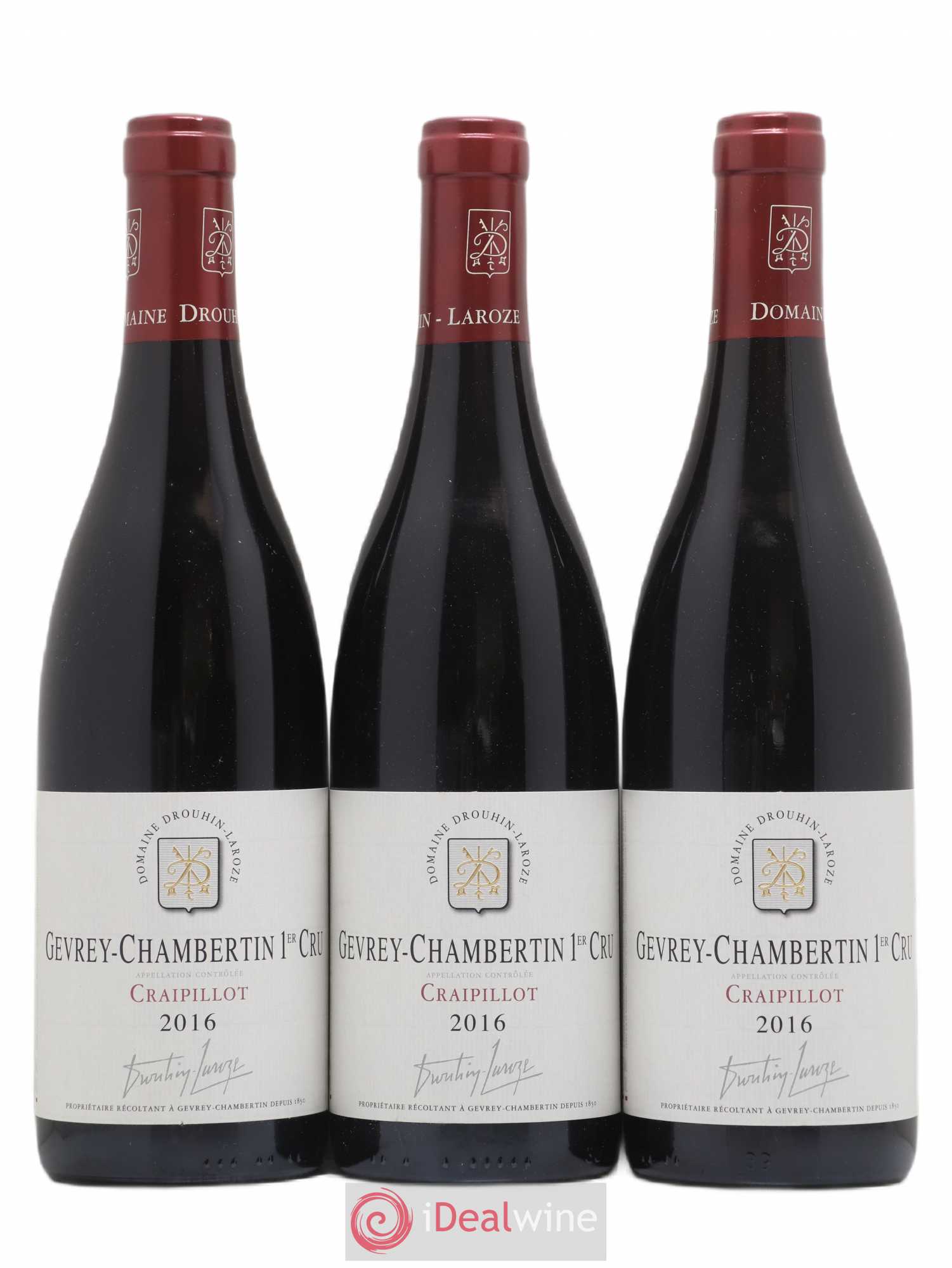 Gevrey-Chambertin 1er Cru Craipillot Domaine Drouhin-Laroze 2016 - Lot de 3 bouteilles - 0