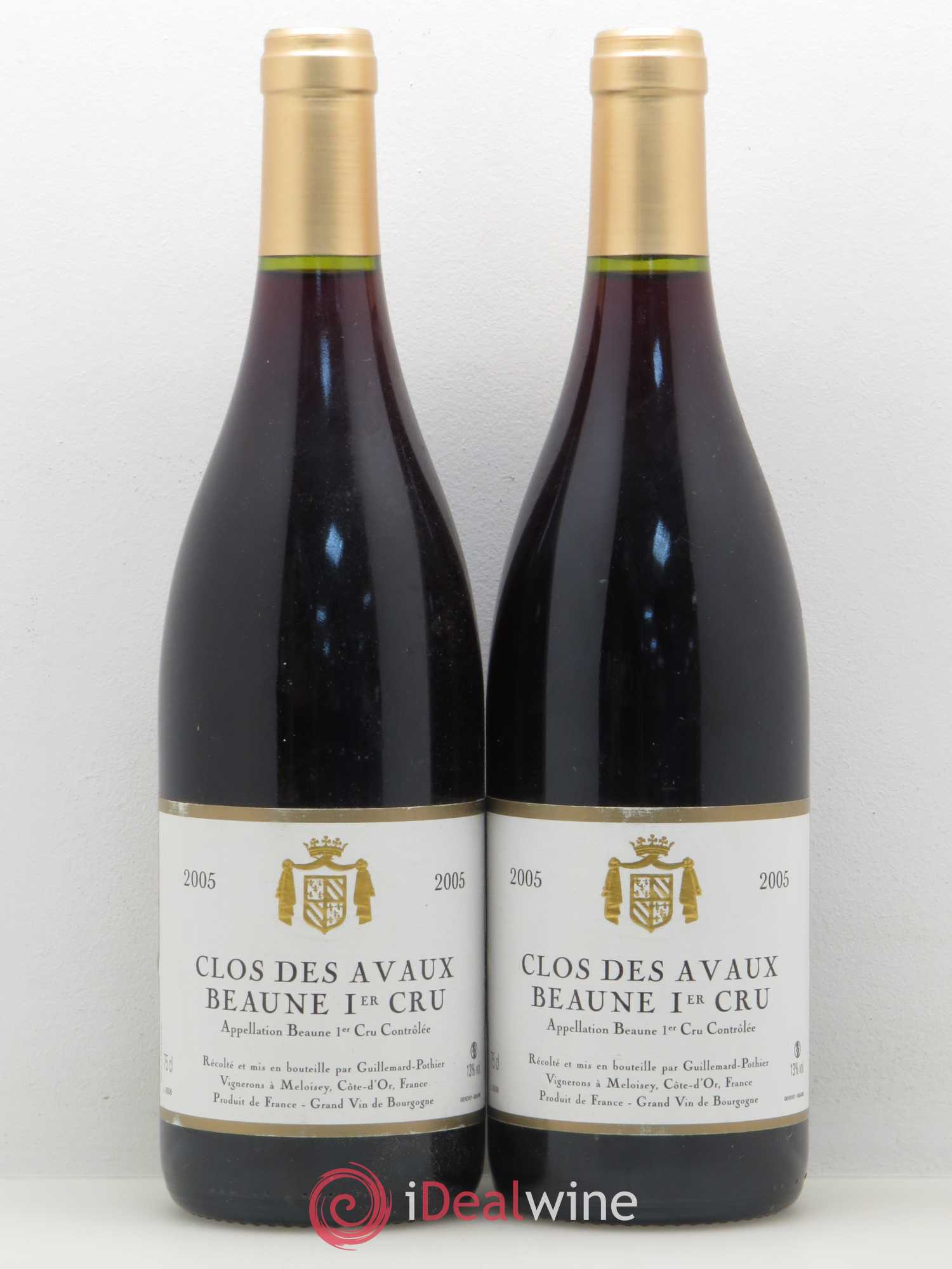 Beaune 1er Cru Clos des Avaux Guillemard Pothier (sans prix de réserve) 2005 - Posten von 2 Flaschen - 0