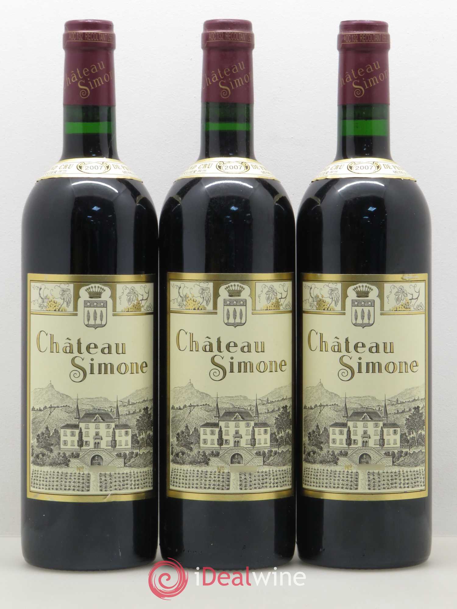Palette Château Simone Famille Rougier 2007 - Posten von 3 Flaschen - 0