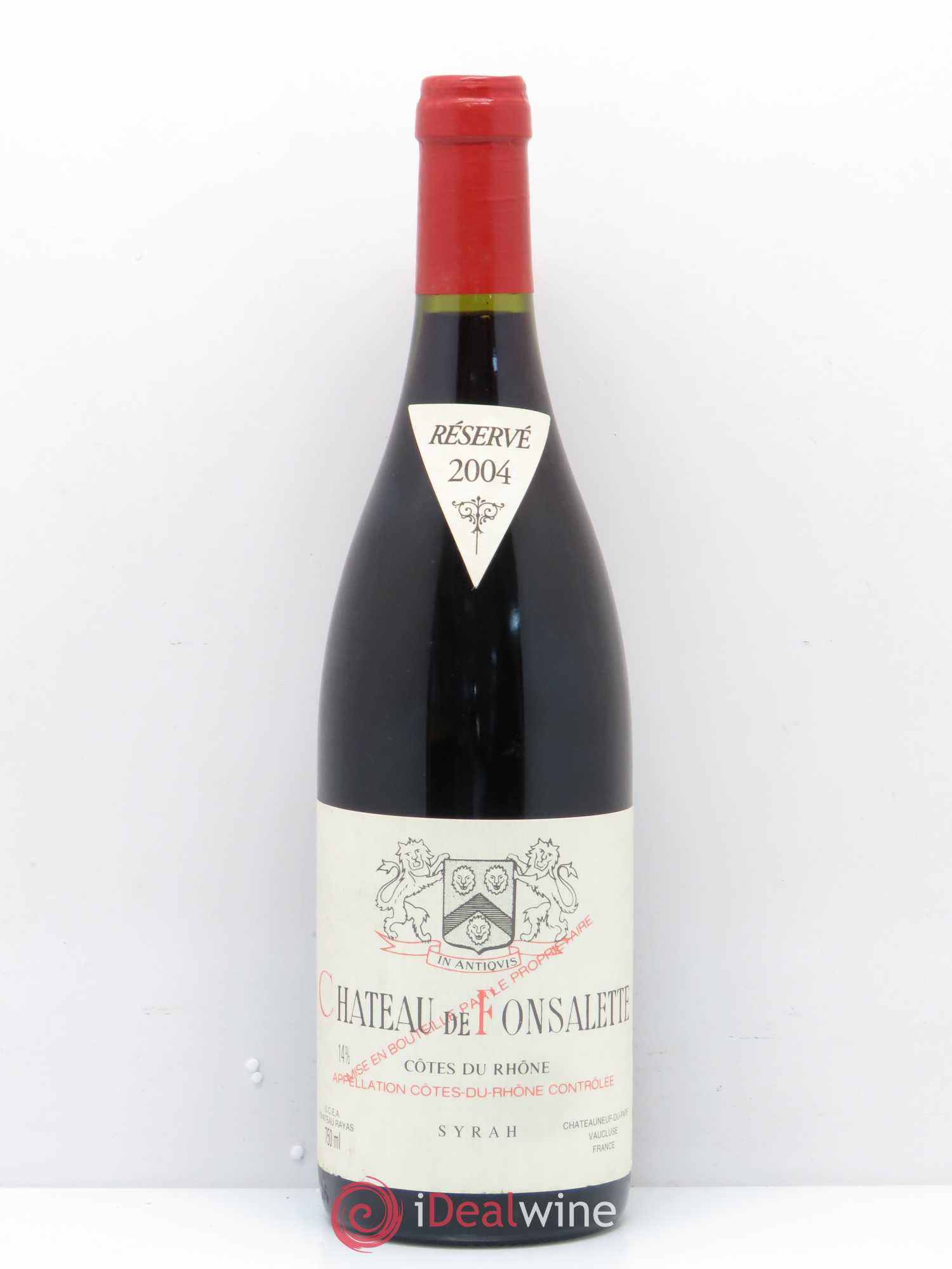 Côtes-du-Rhône Cuvée Syrah Château de Fonsalette 2004 - Lot de 1 bouteille - 0