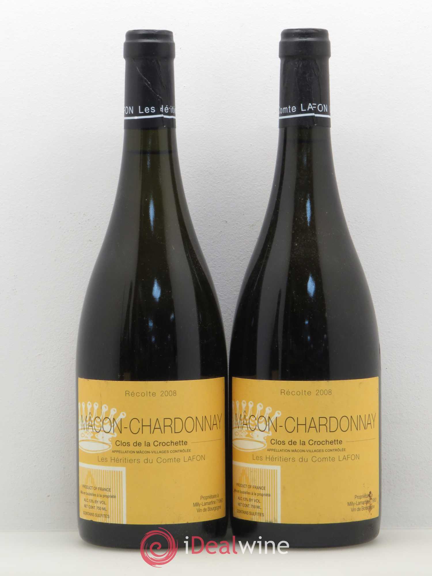 Mâcon Clos de la Crochette Héritiers du Comte Lafon (Domaine des) 2008 - Lot de 5 bouteilles - 2