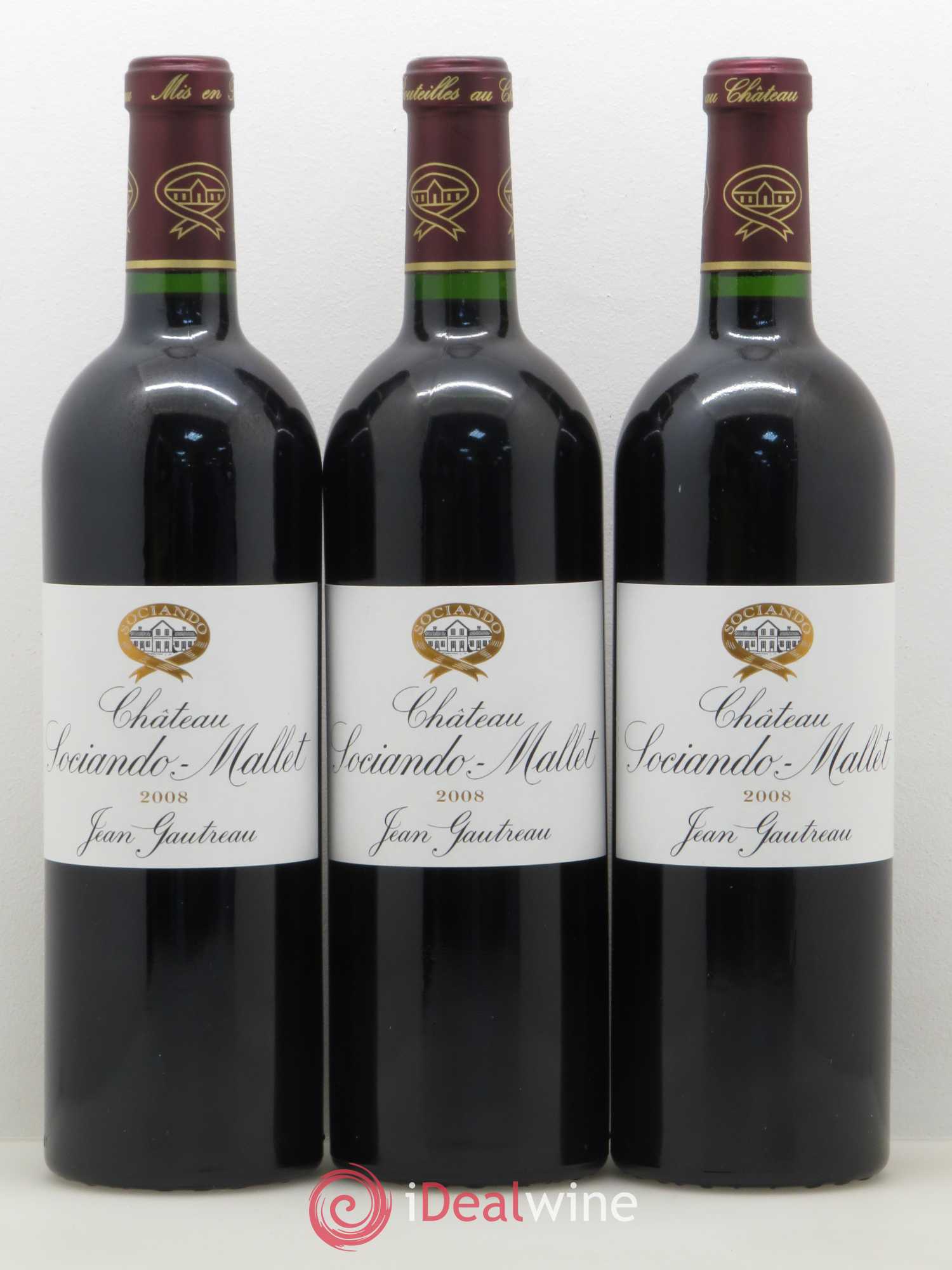 Château Sociando Mallet 2008 - Lot de 3 bouteilles - 0